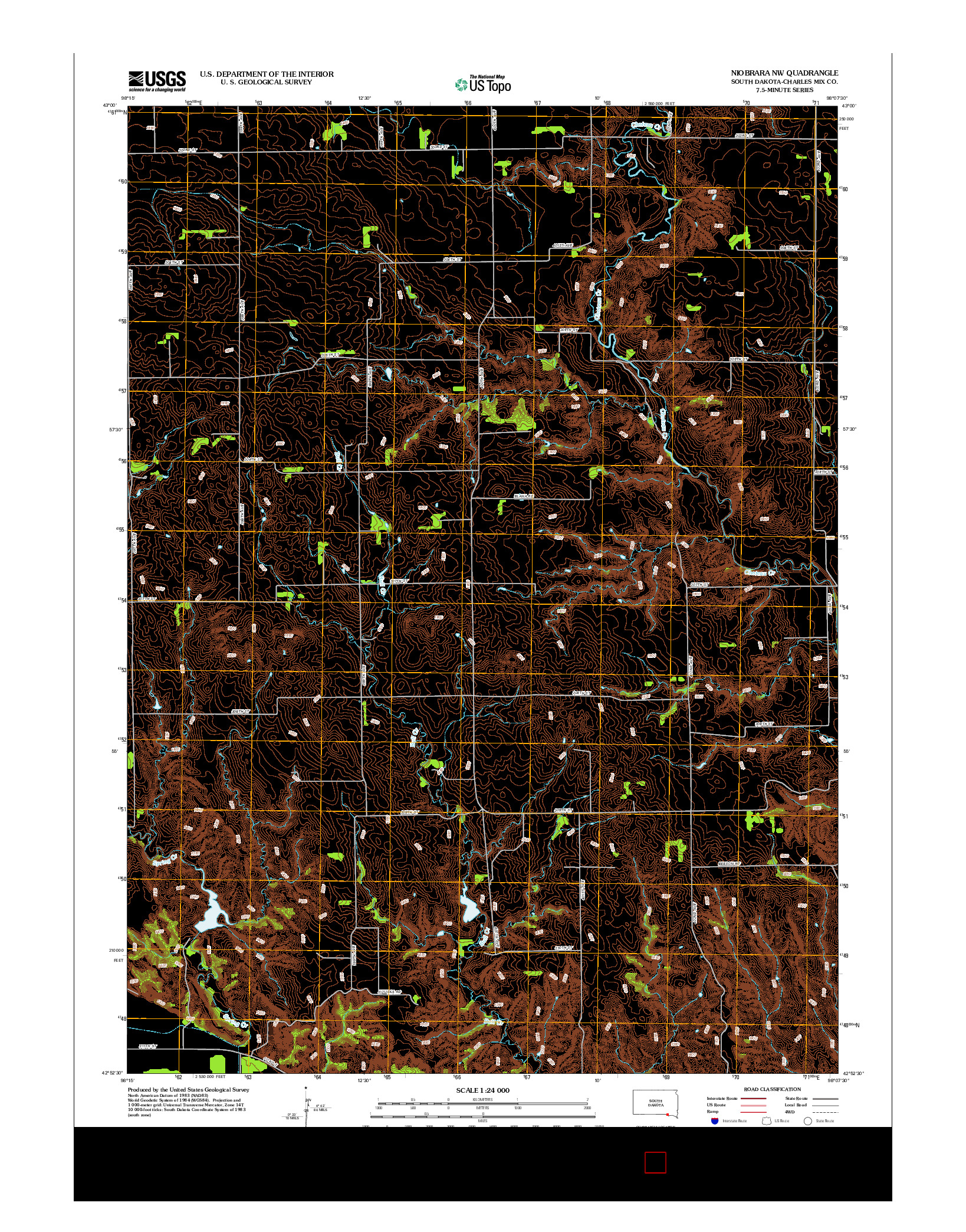 USGS US TOPO 7.5-MINUTE MAP FOR NIOBRARA NW, SD 2012