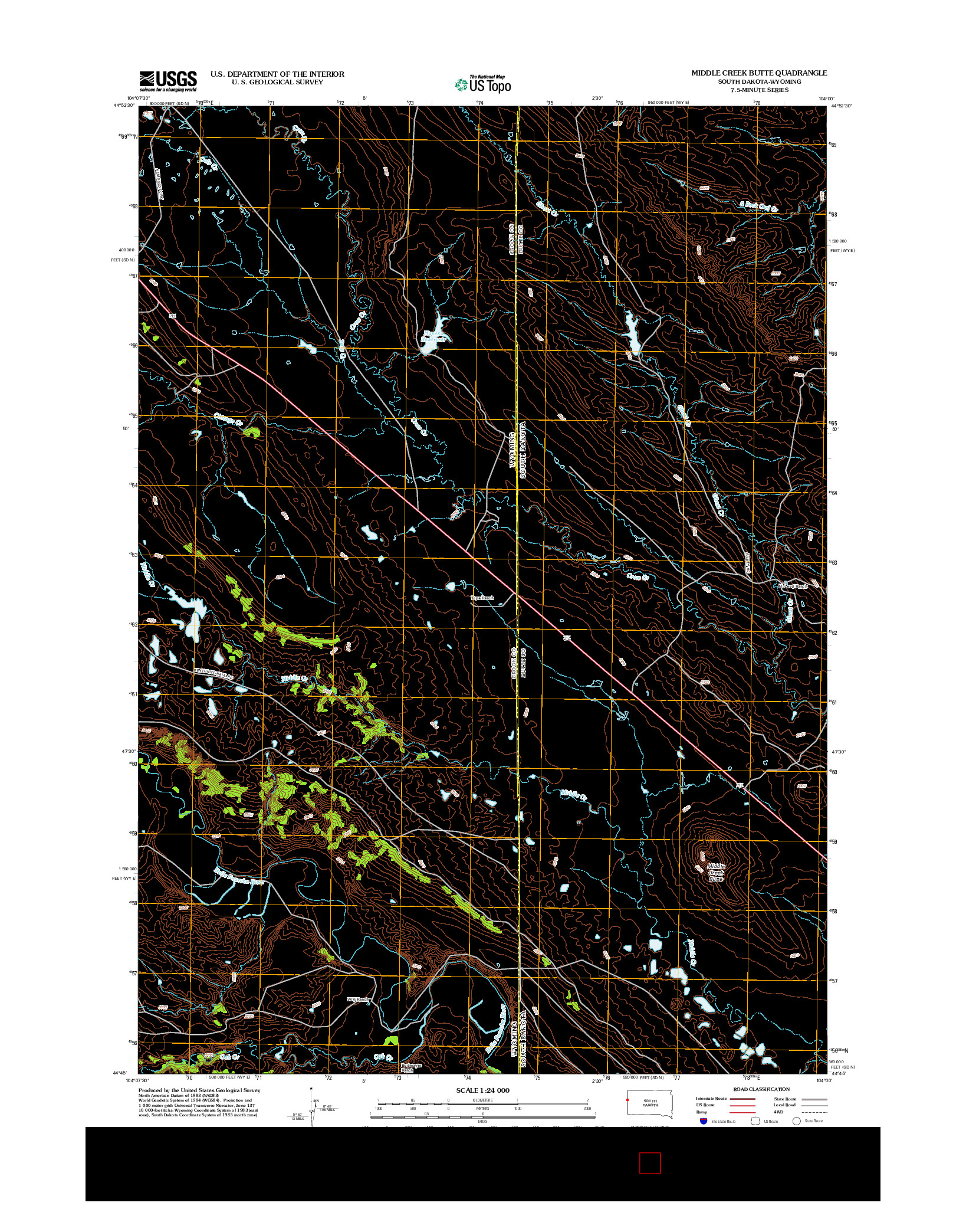 USGS US TOPO 7.5-MINUTE MAP FOR MIDDLE CREEK BUTTE, SD-WY 2012