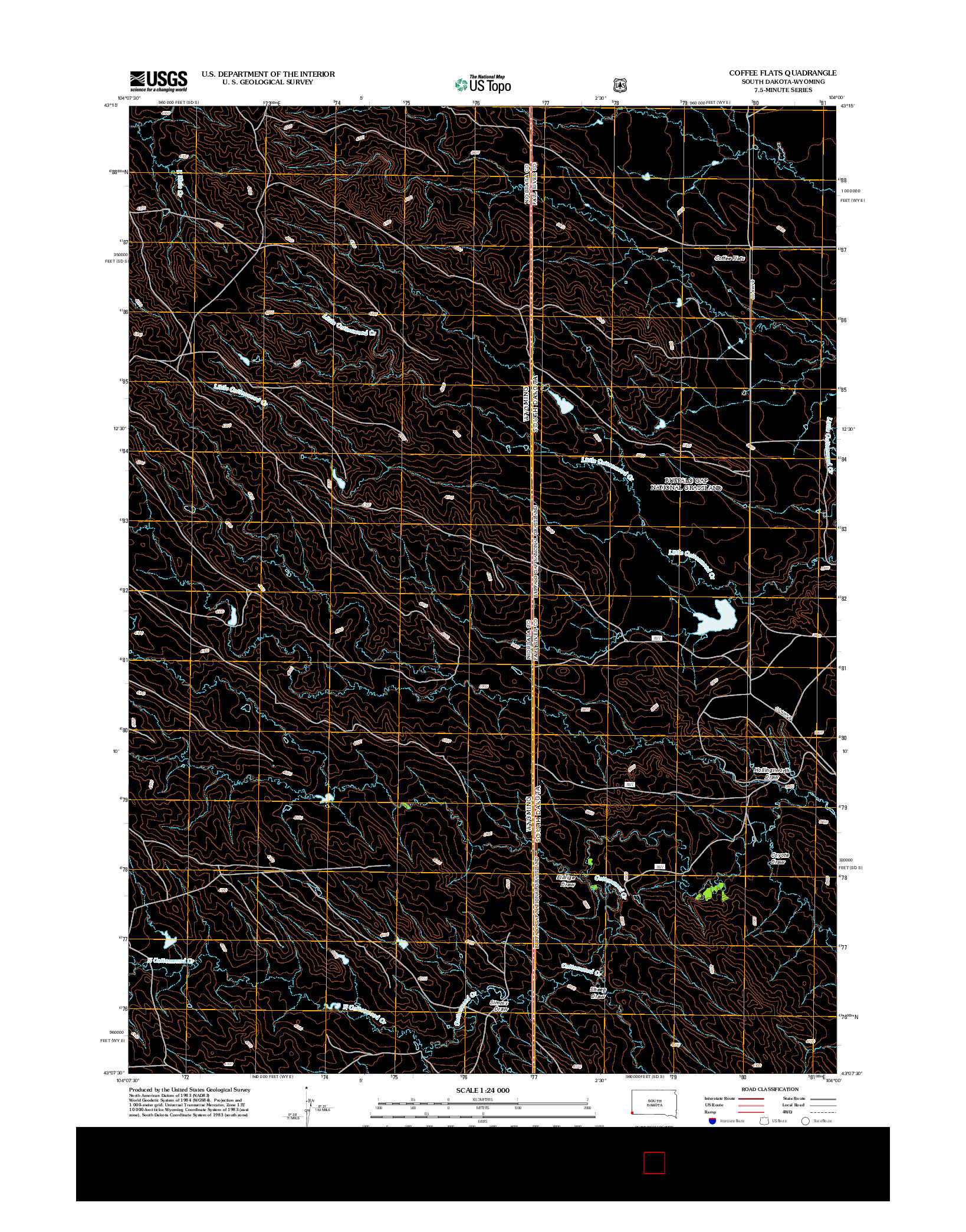 USGS US TOPO 7.5-MINUTE MAP FOR COFFEE FLATS, SD-WY 2012