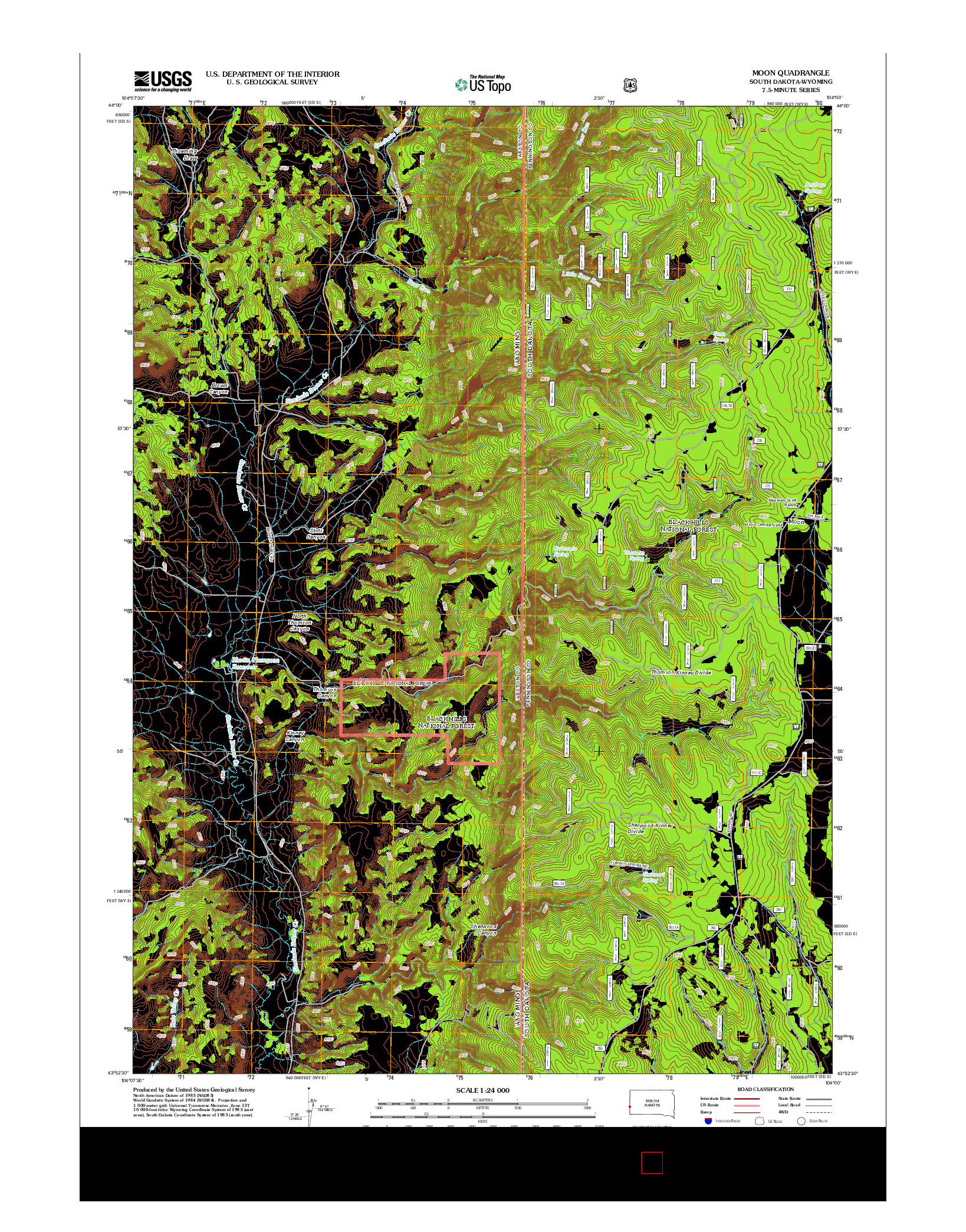 USGS US TOPO 7.5-MINUTE MAP FOR MOON, SD-WY 2012