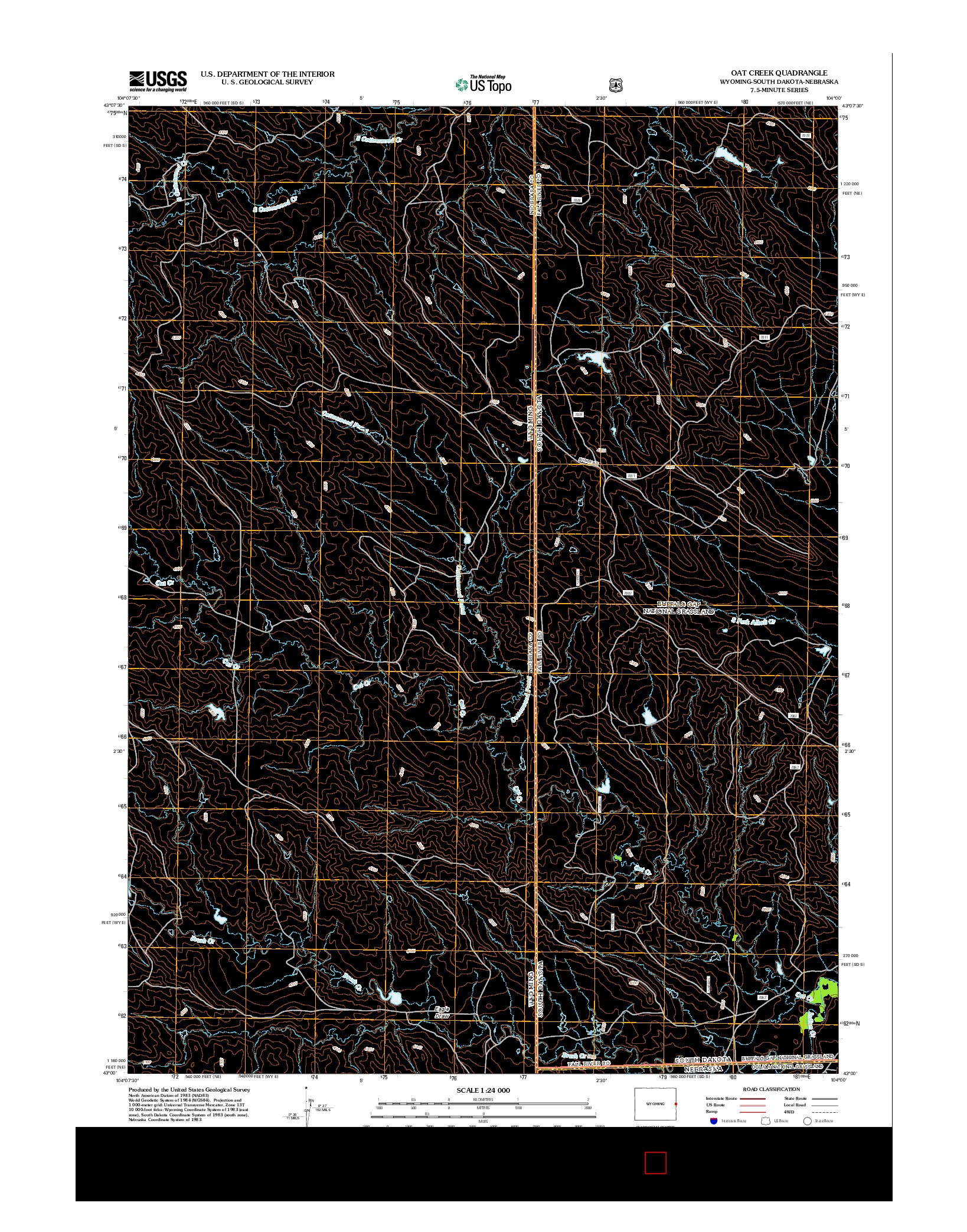 USGS US TOPO 7.5-MINUTE MAP FOR OAT CREEK, WY-SD-NE 2012