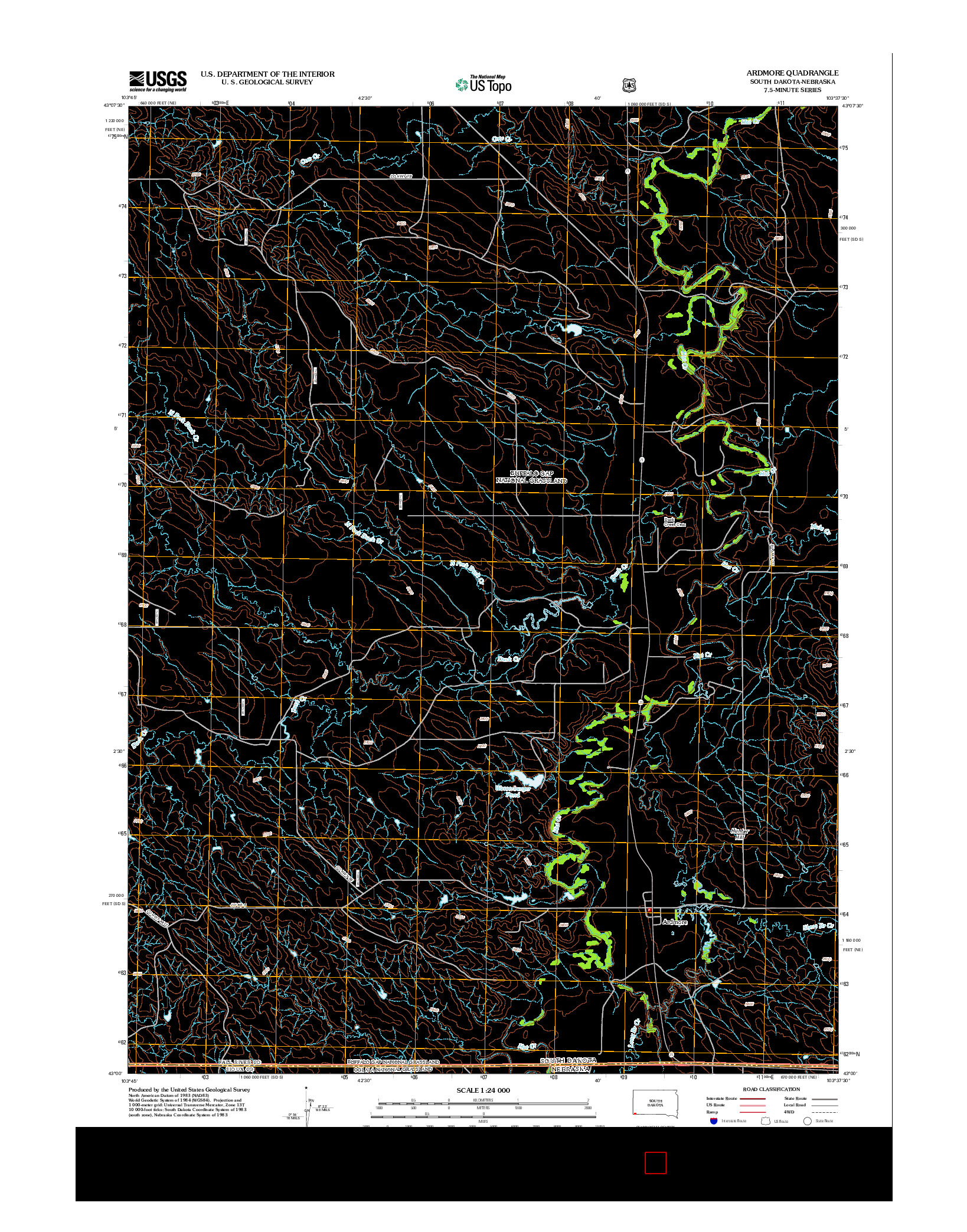 USGS US TOPO 7.5-MINUTE MAP FOR ARDMORE, SD-NE 2012