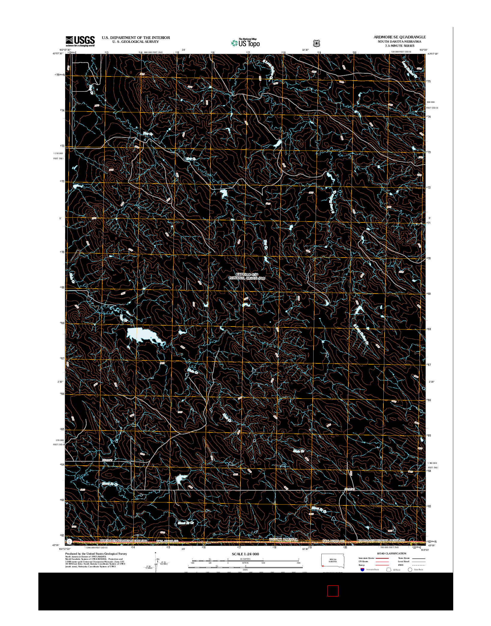 USGS US TOPO 7.5-MINUTE MAP FOR ARDMORE SE, SD-NE 2012