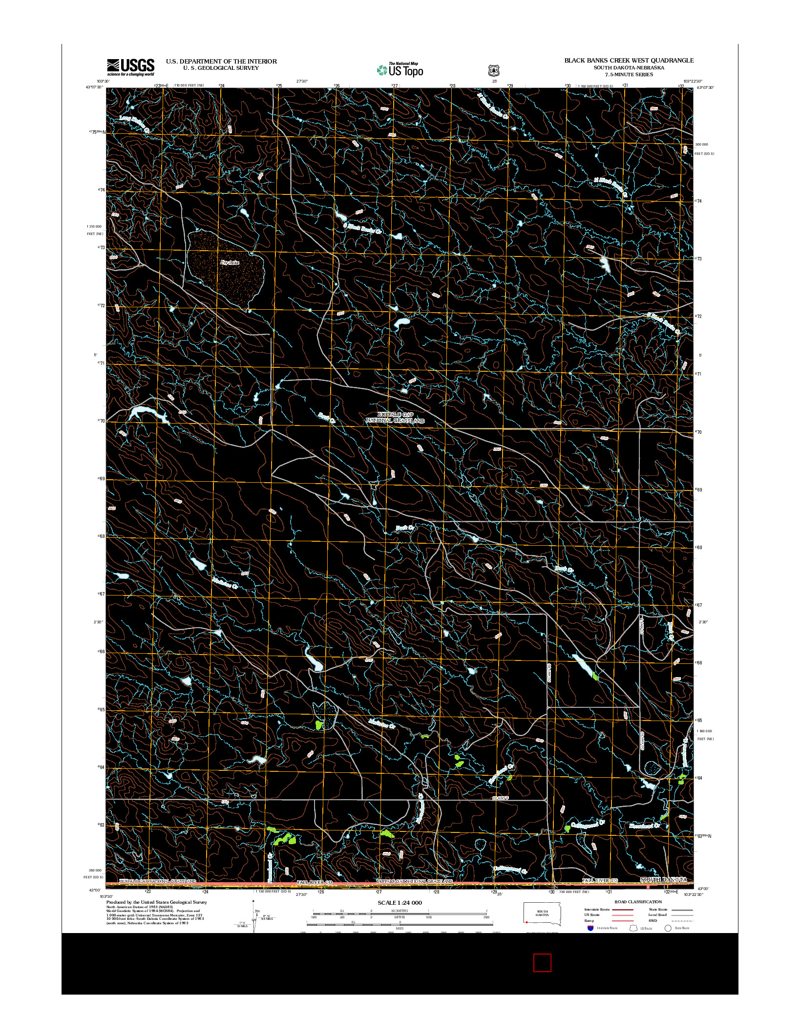 USGS US TOPO 7.5-MINUTE MAP FOR BLACK BANKS CREEK WEST, SD-NE 2012