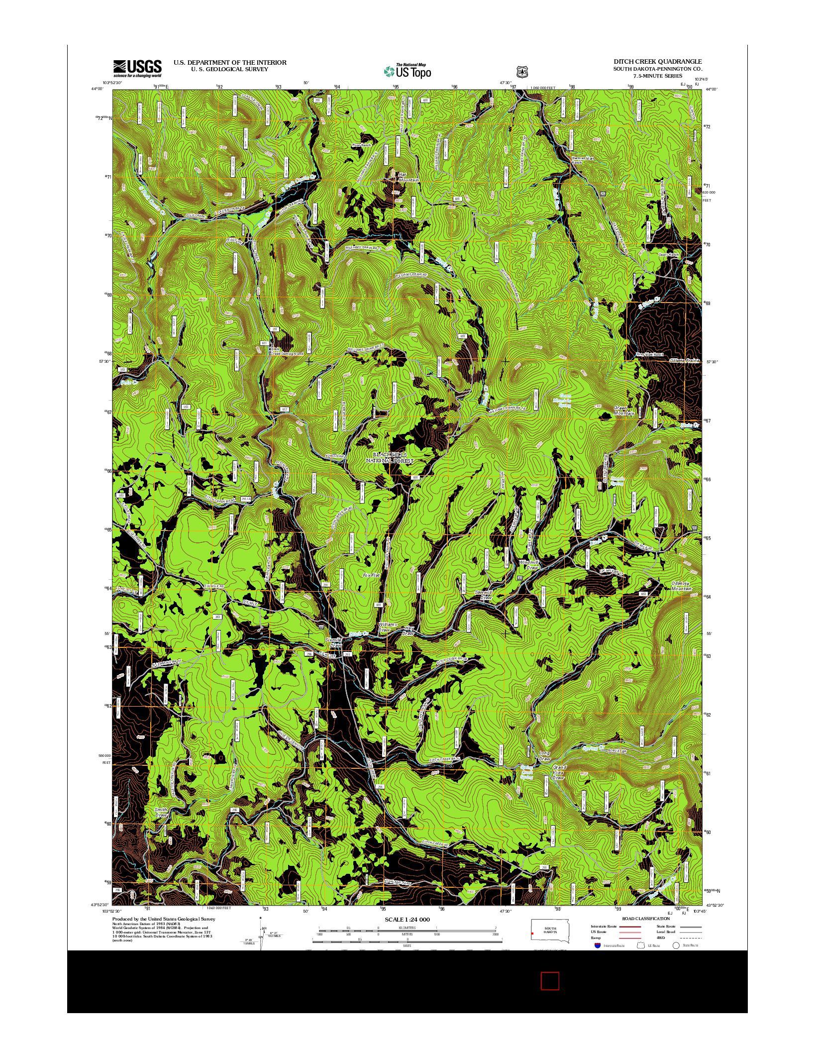 USGS US TOPO 7.5-MINUTE MAP FOR DITCH CREEK, SD 2012