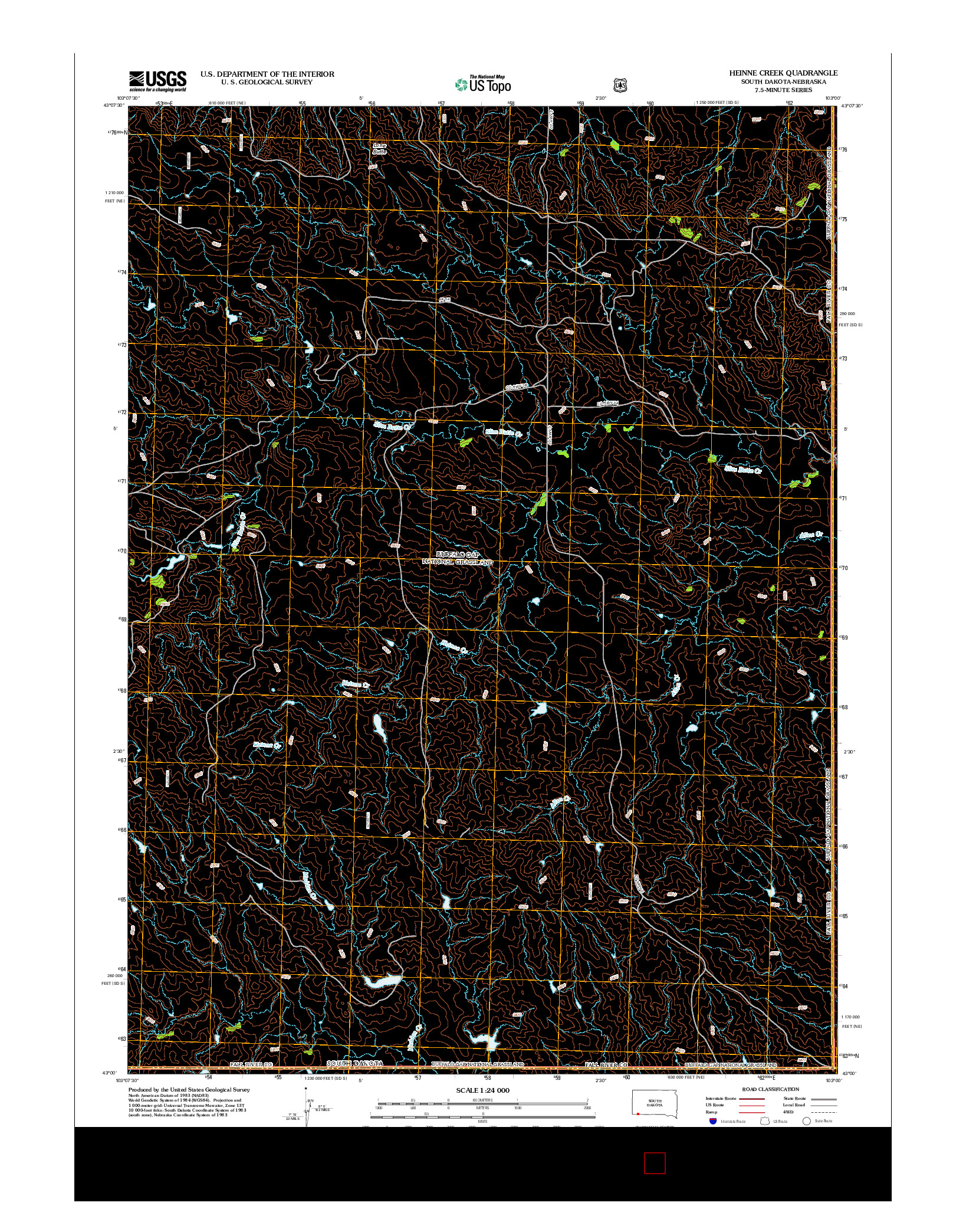 USGS US TOPO 7.5-MINUTE MAP FOR HEINNE CREEK, SD-NE 2012