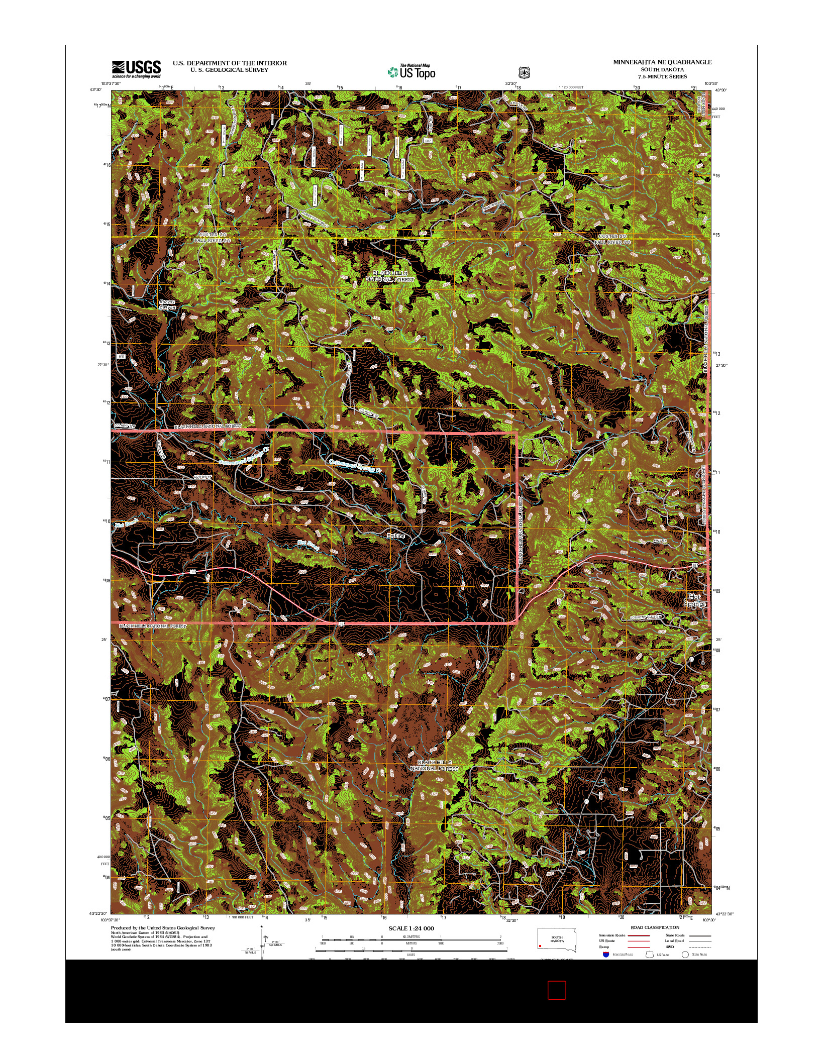 USGS US TOPO 7.5-MINUTE MAP FOR MINNEKAHTA NE, SD 2012