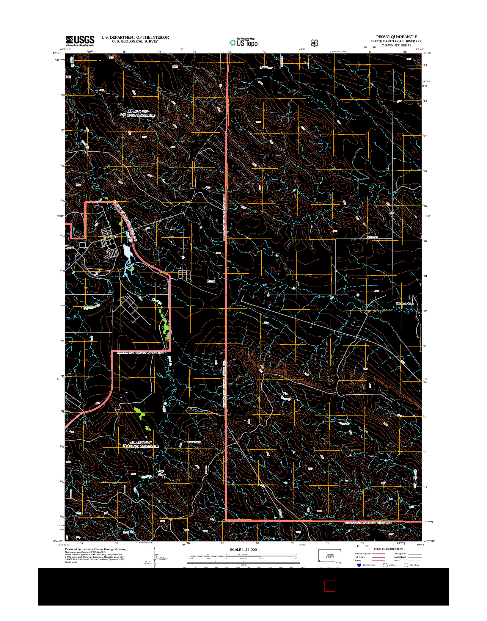 USGS US TOPO 7.5-MINUTE MAP FOR PROVO, SD 2012