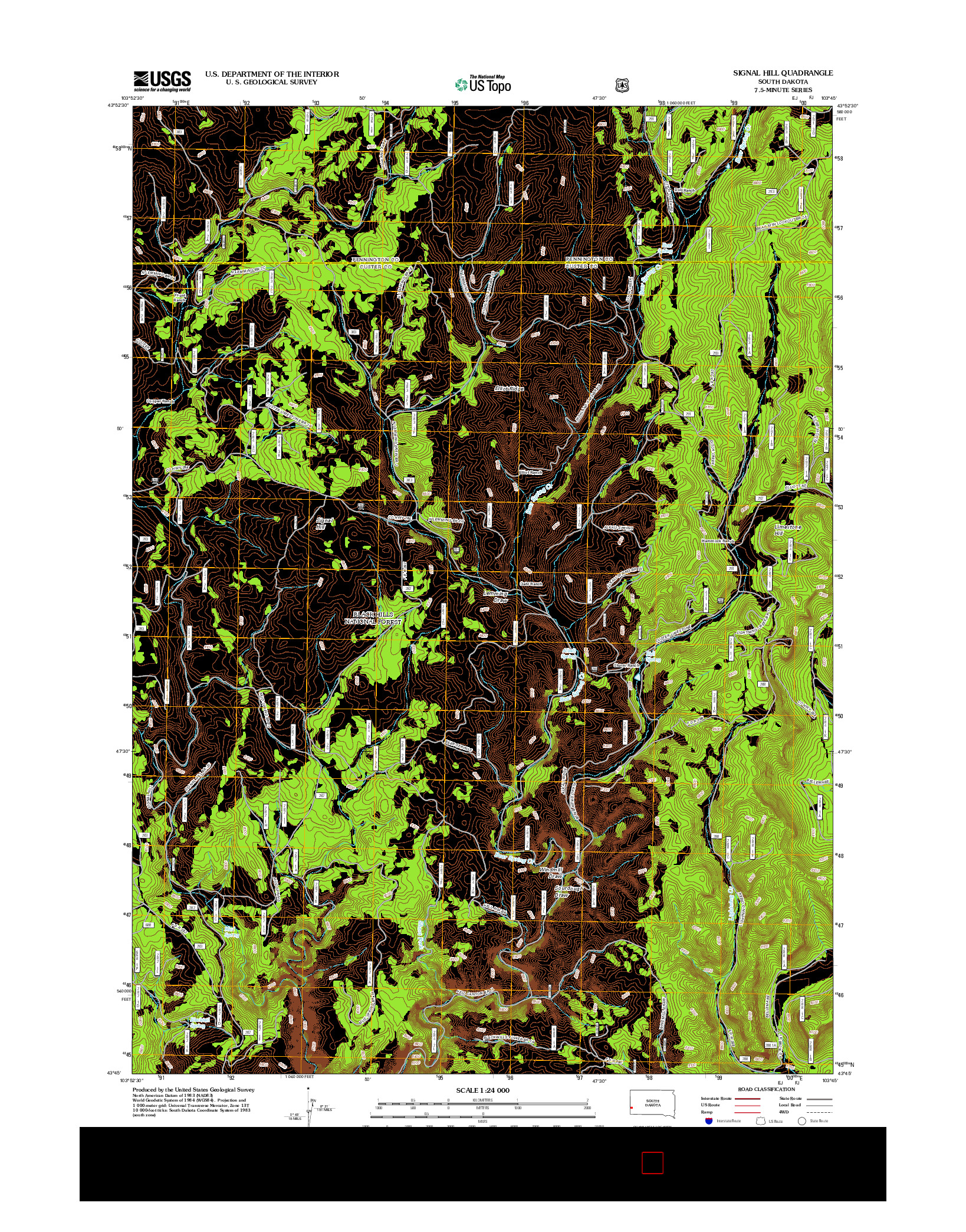 USGS US TOPO 7.5-MINUTE MAP FOR SIGNAL HILL, SD 2012