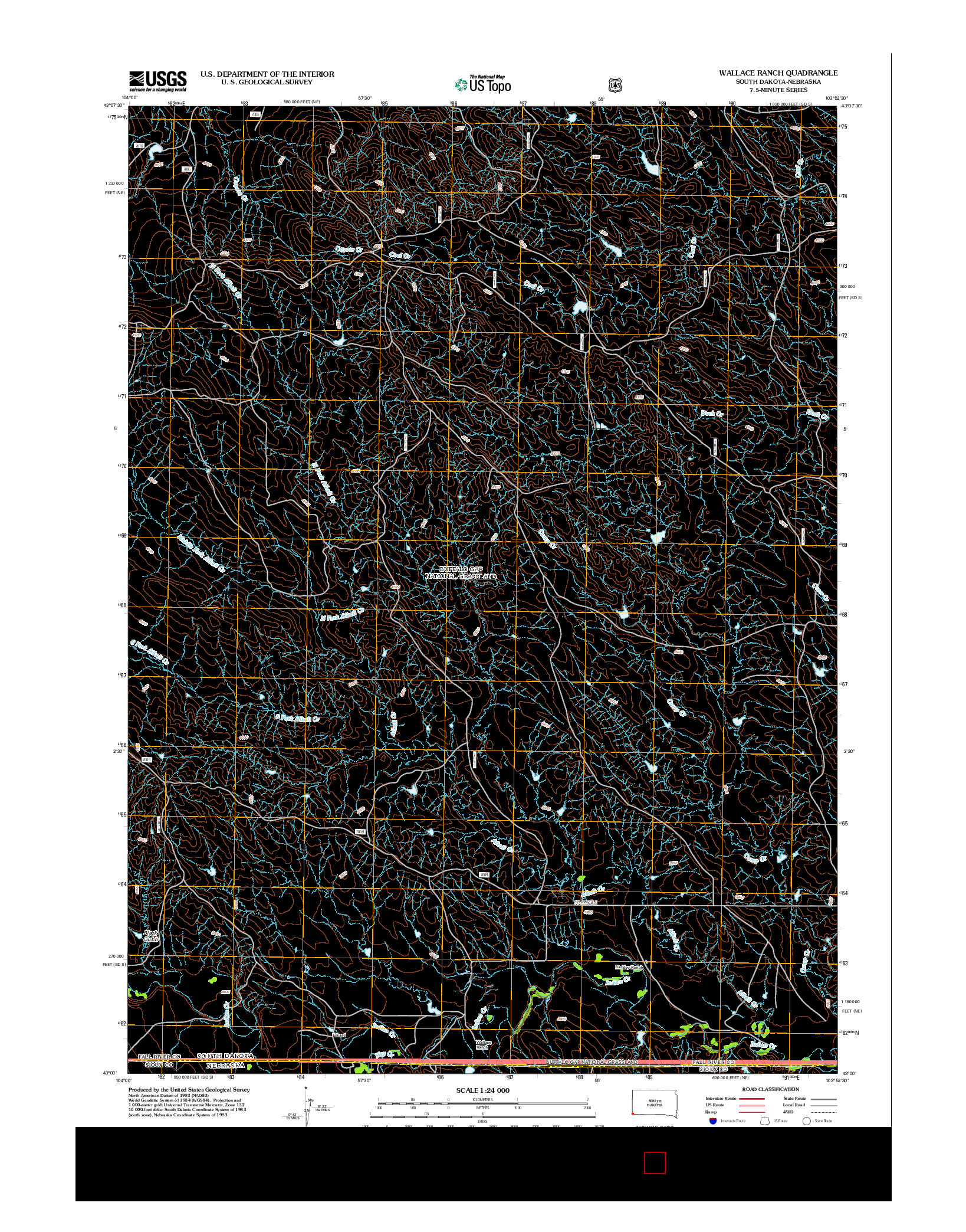 USGS US TOPO 7.5-MINUTE MAP FOR WALLACE RANCH, SD-NE 2012