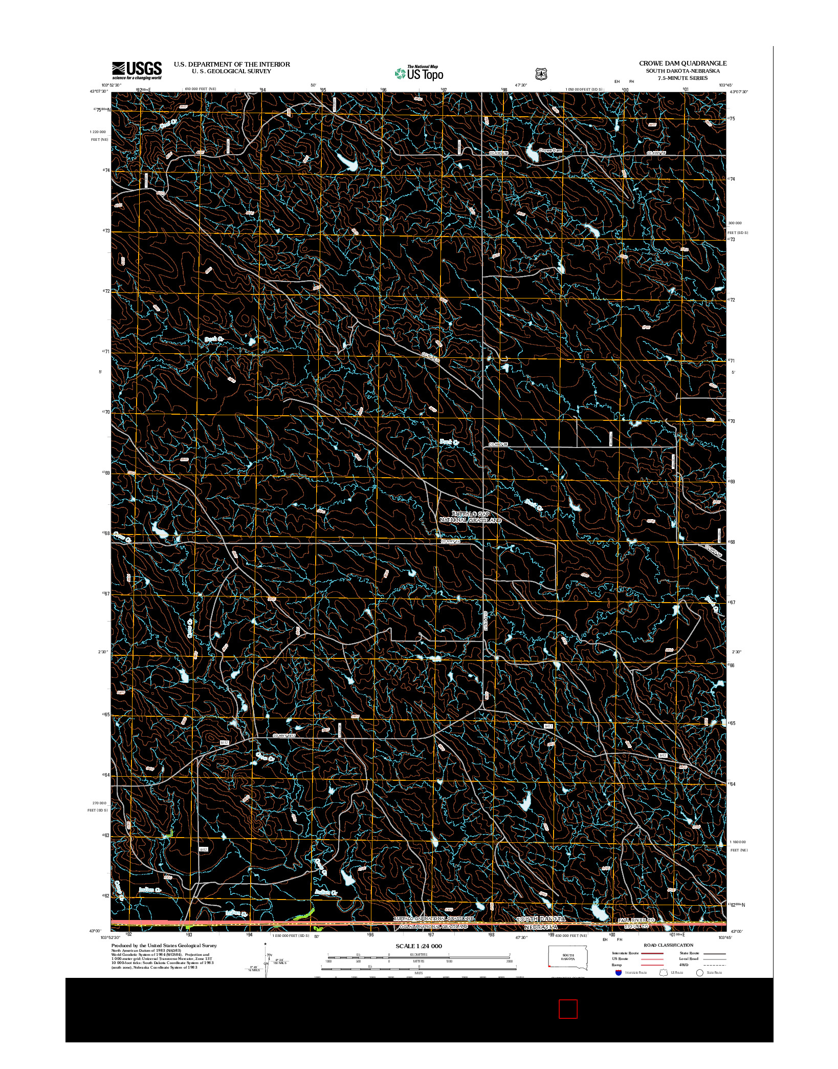 USGS US TOPO 7.5-MINUTE MAP FOR CROWE DAM, SD-NE 2012