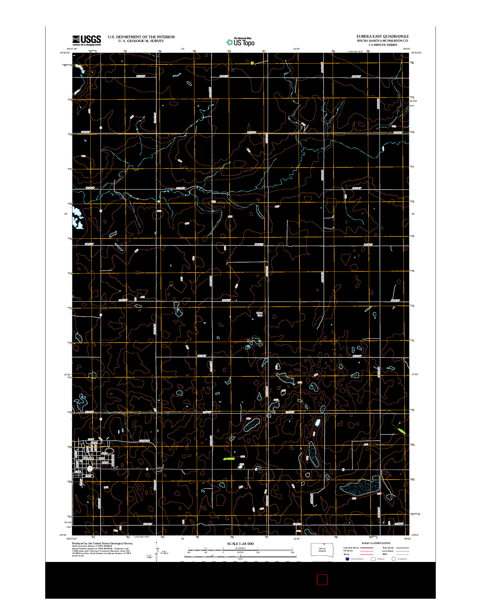 USGS US TOPO 7.5-MINUTE MAP FOR EUREKA EAST, SD 2012