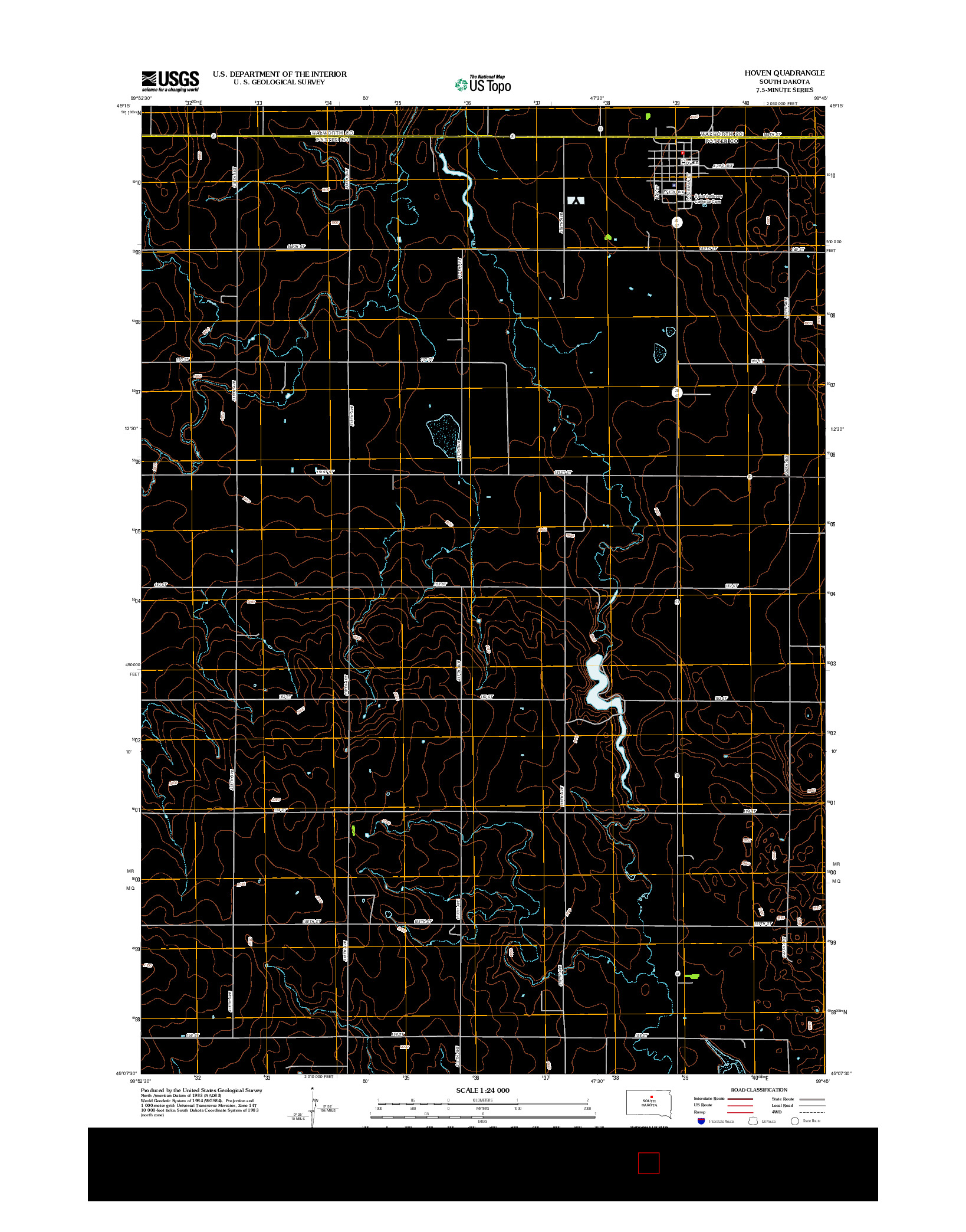 USGS US TOPO 7.5-MINUTE MAP FOR HOVEN, SD 2012