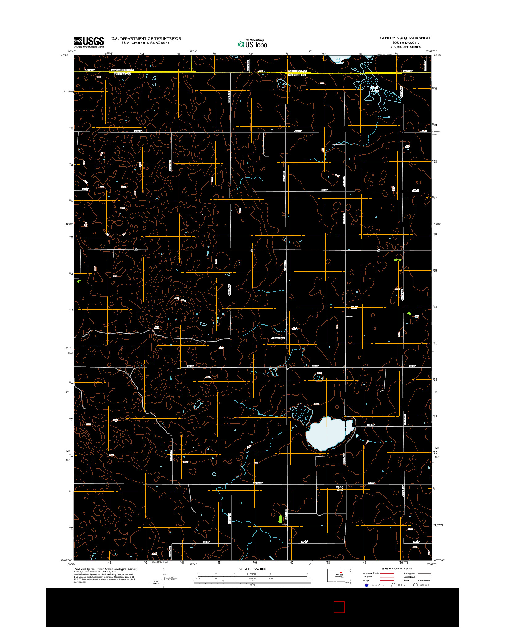 USGS US TOPO 7.5-MINUTE MAP FOR SENECA NW, SD 2012