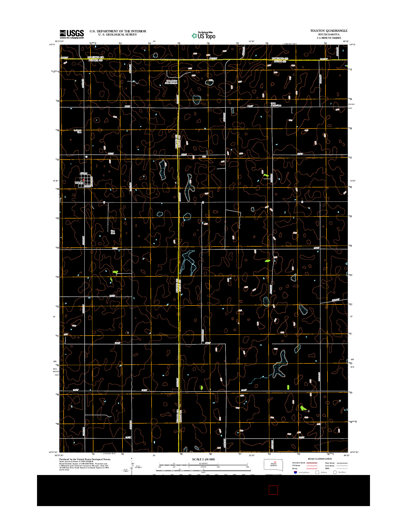 USGS US TOPO 7.5-MINUTE MAP FOR TOLSTOY, SD 2012