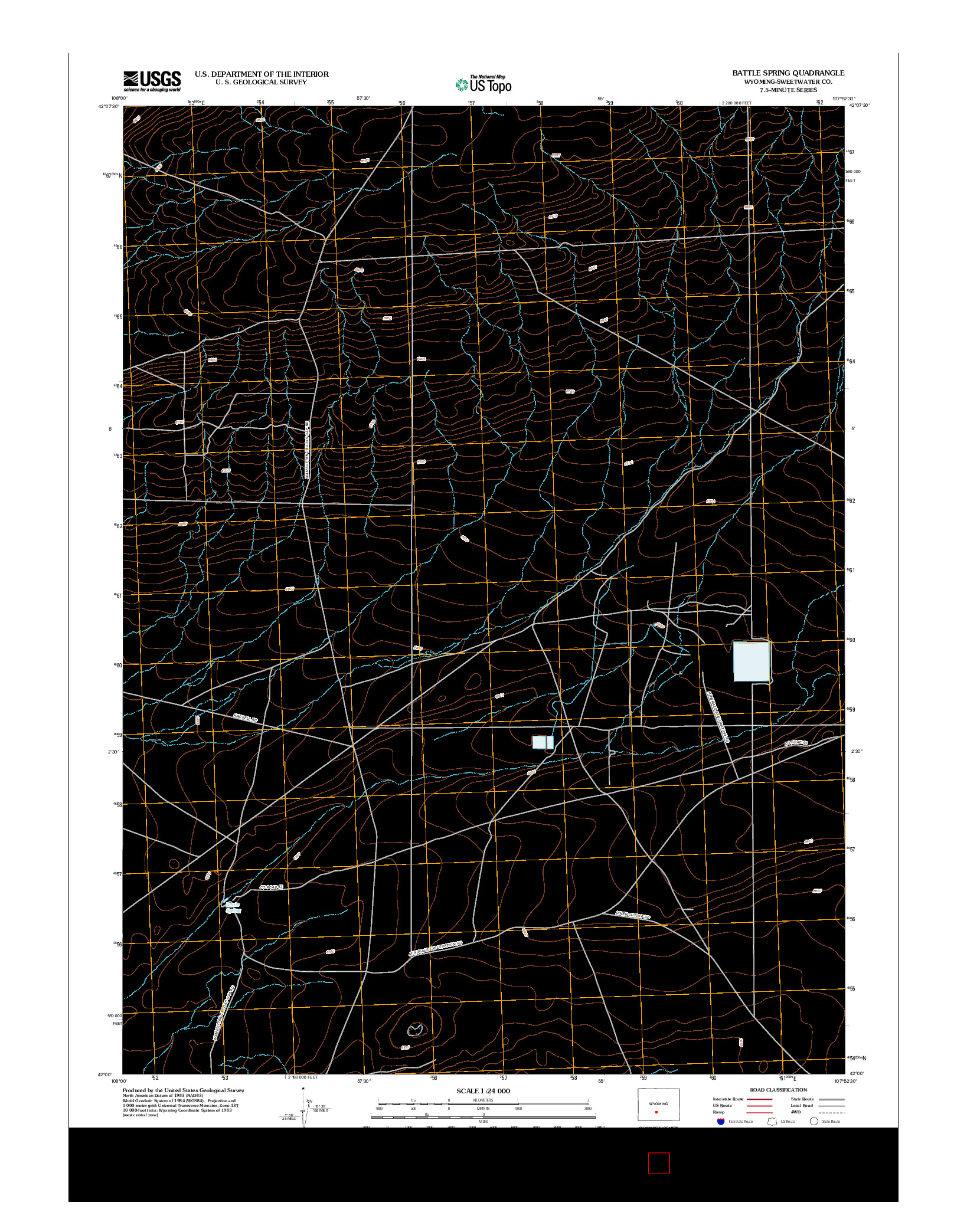 USGS US TOPO 7.5-MINUTE MAP FOR BATTLE SPRING, WY 2012