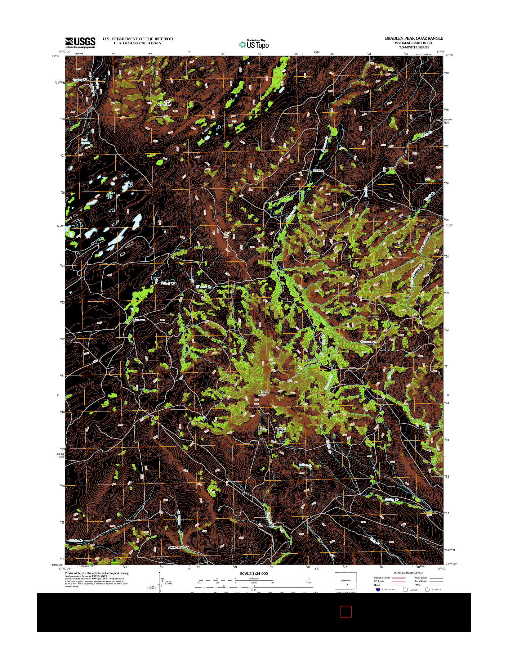 USGS US TOPO 7.5-MINUTE MAP FOR BRADLEY PEAK, WY 2012