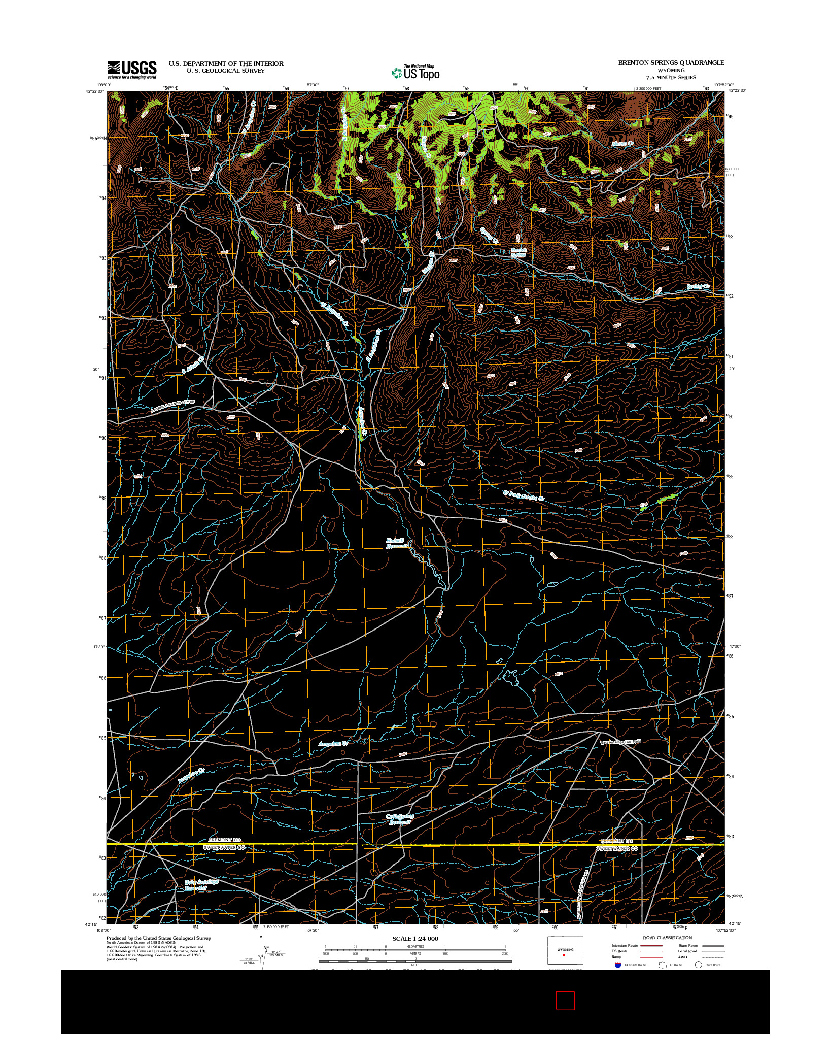 USGS US TOPO 7.5-MINUTE MAP FOR BRENTON SPRINGS, WY 2012