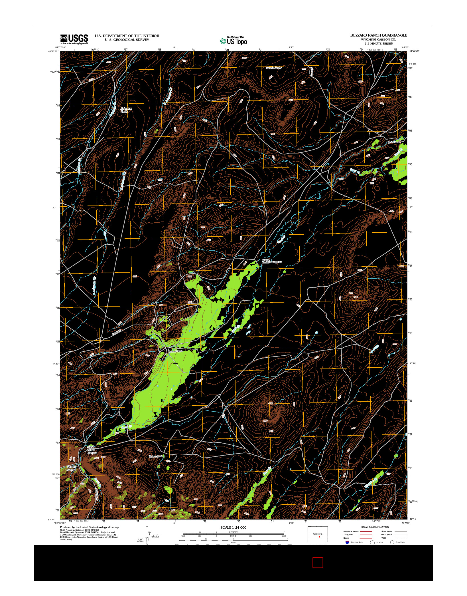 USGS US TOPO 7.5-MINUTE MAP FOR BUZZARD RANCH, WY 2012