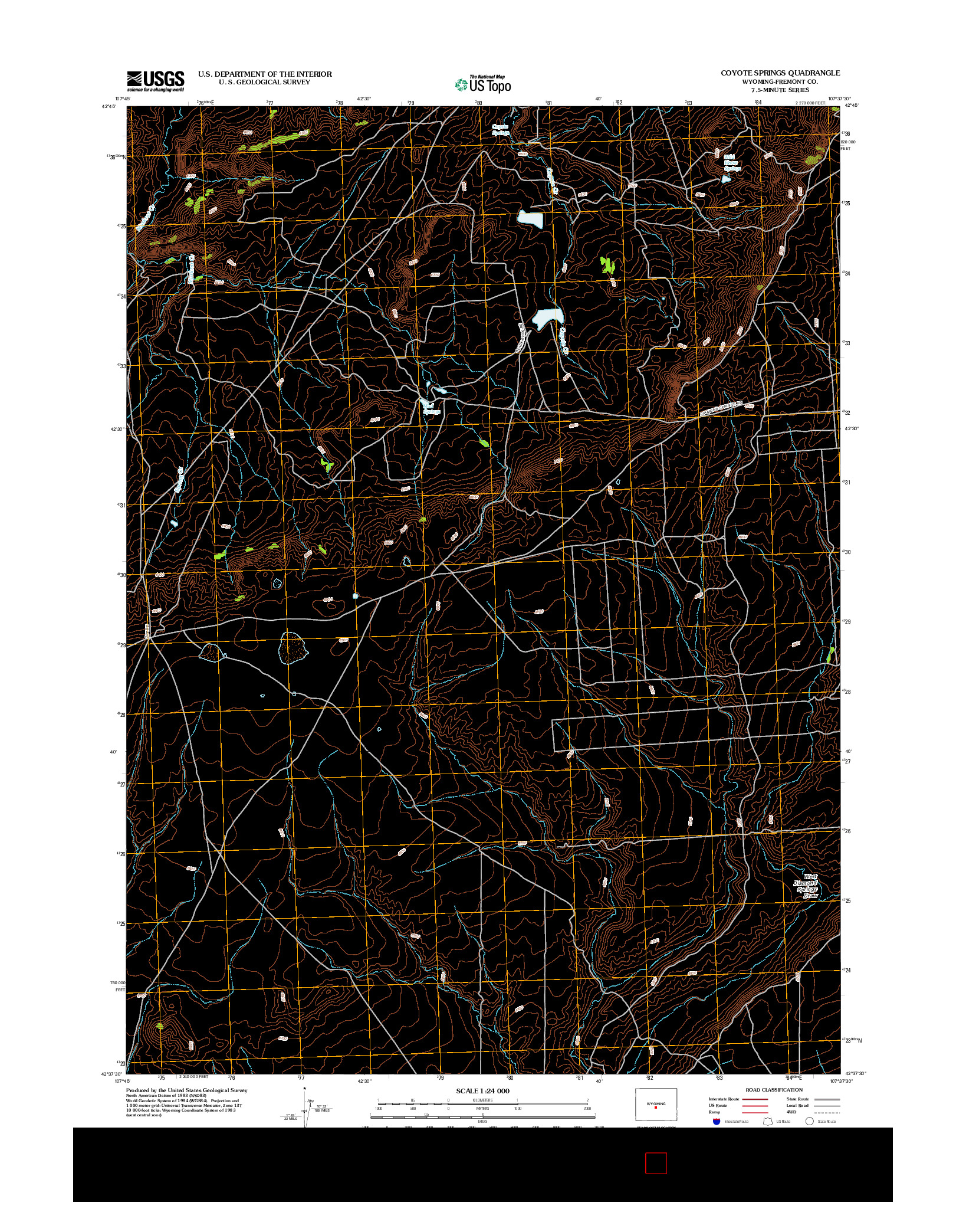 USGS US TOPO 7.5-MINUTE MAP FOR COYOTE SPRINGS, WY 2012