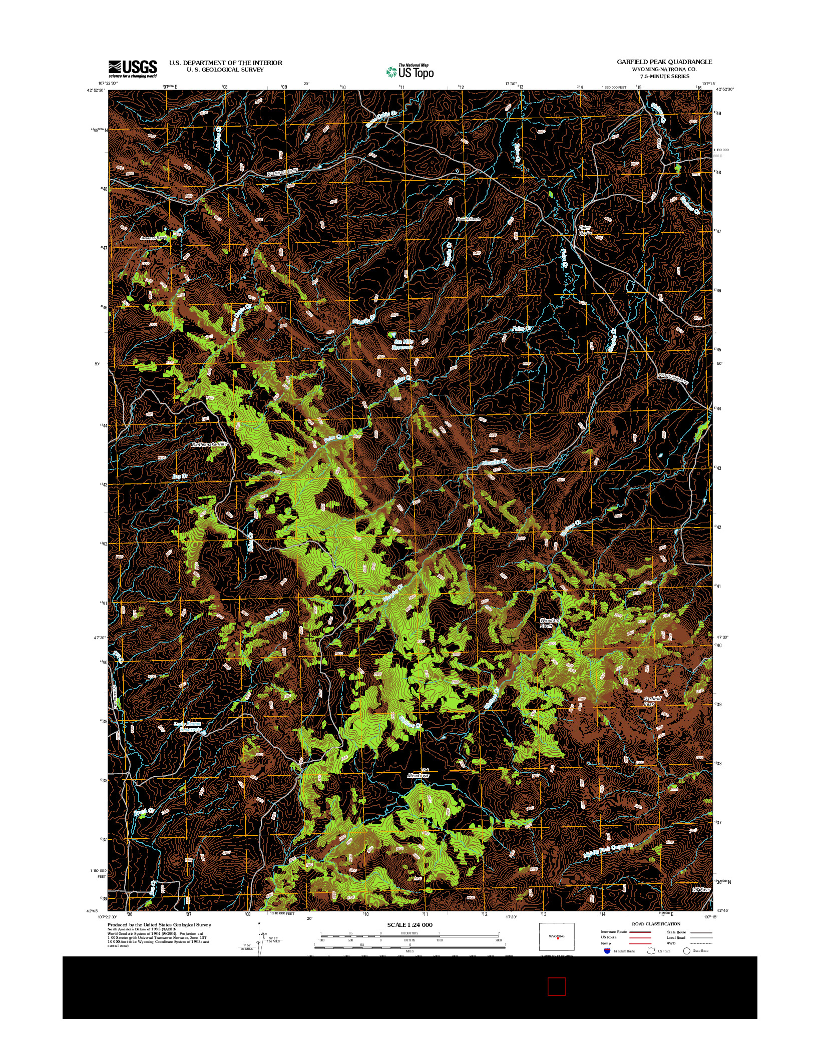 USGS US TOPO 7.5-MINUTE MAP FOR GARFIELD PEAK, WY 2012