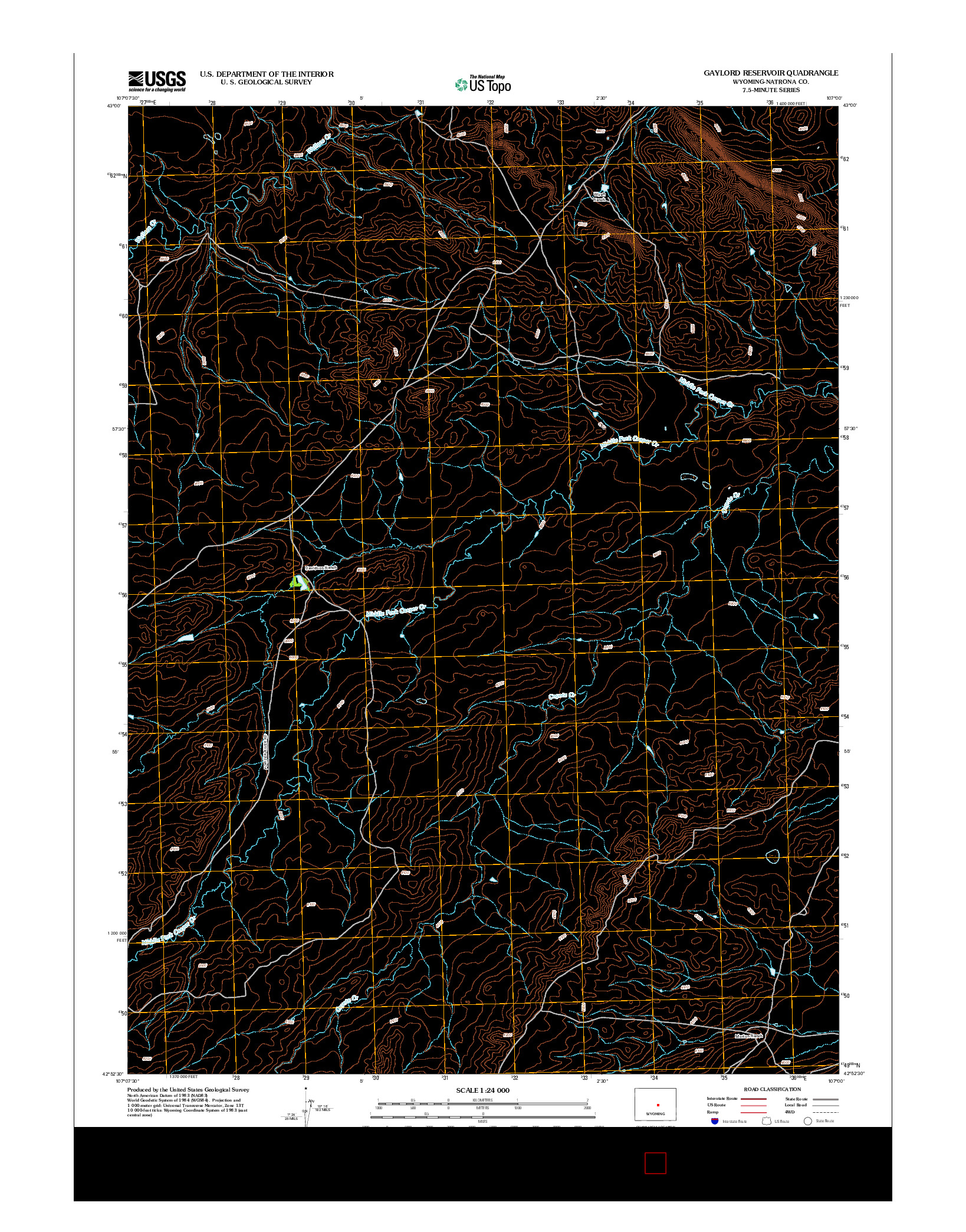 USGS US TOPO 7.5-MINUTE MAP FOR GAYLORD RESERVOIR, WY 2012