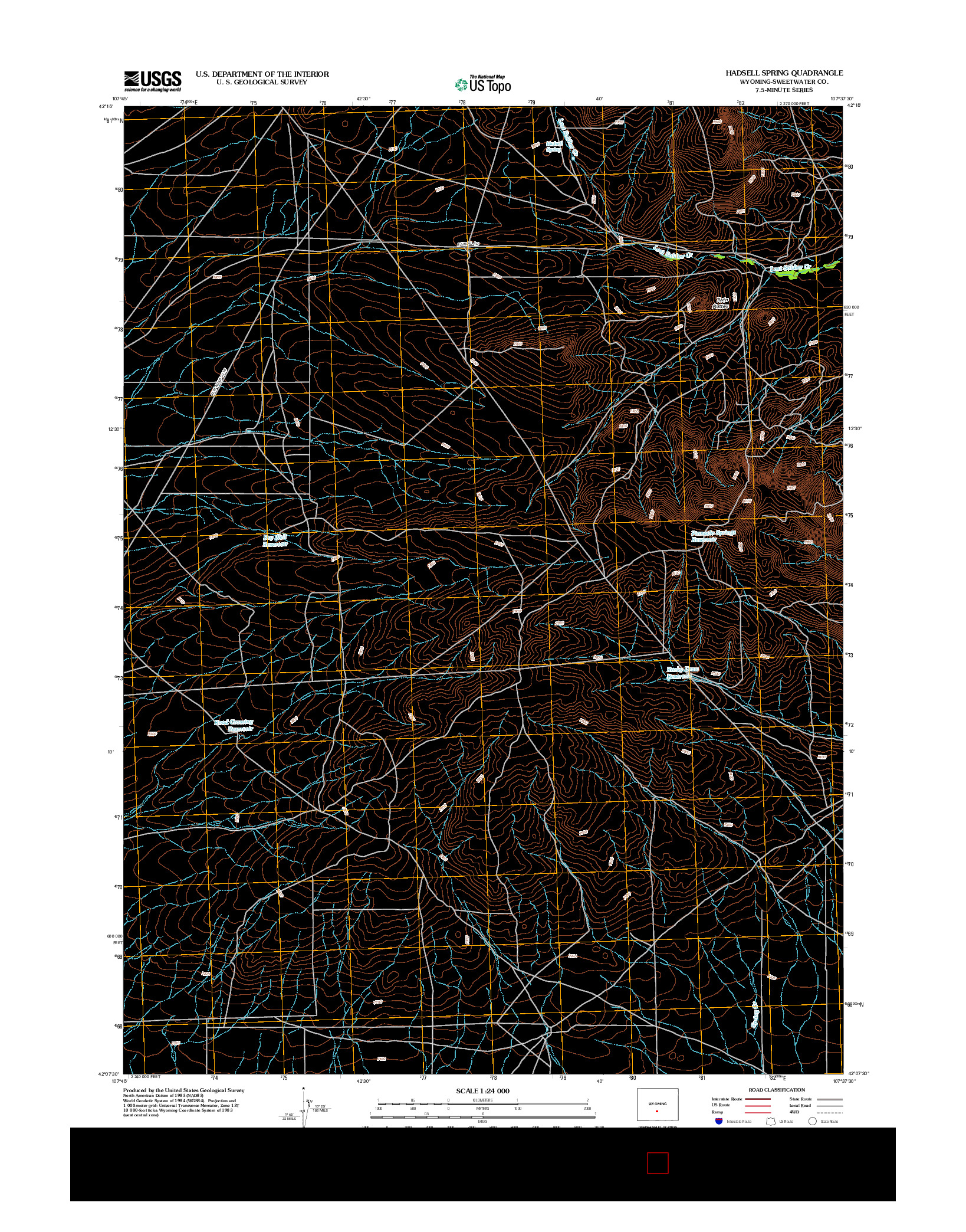 USGS US TOPO 7.5-MINUTE MAP FOR HADSELL SPRING, WY 2012