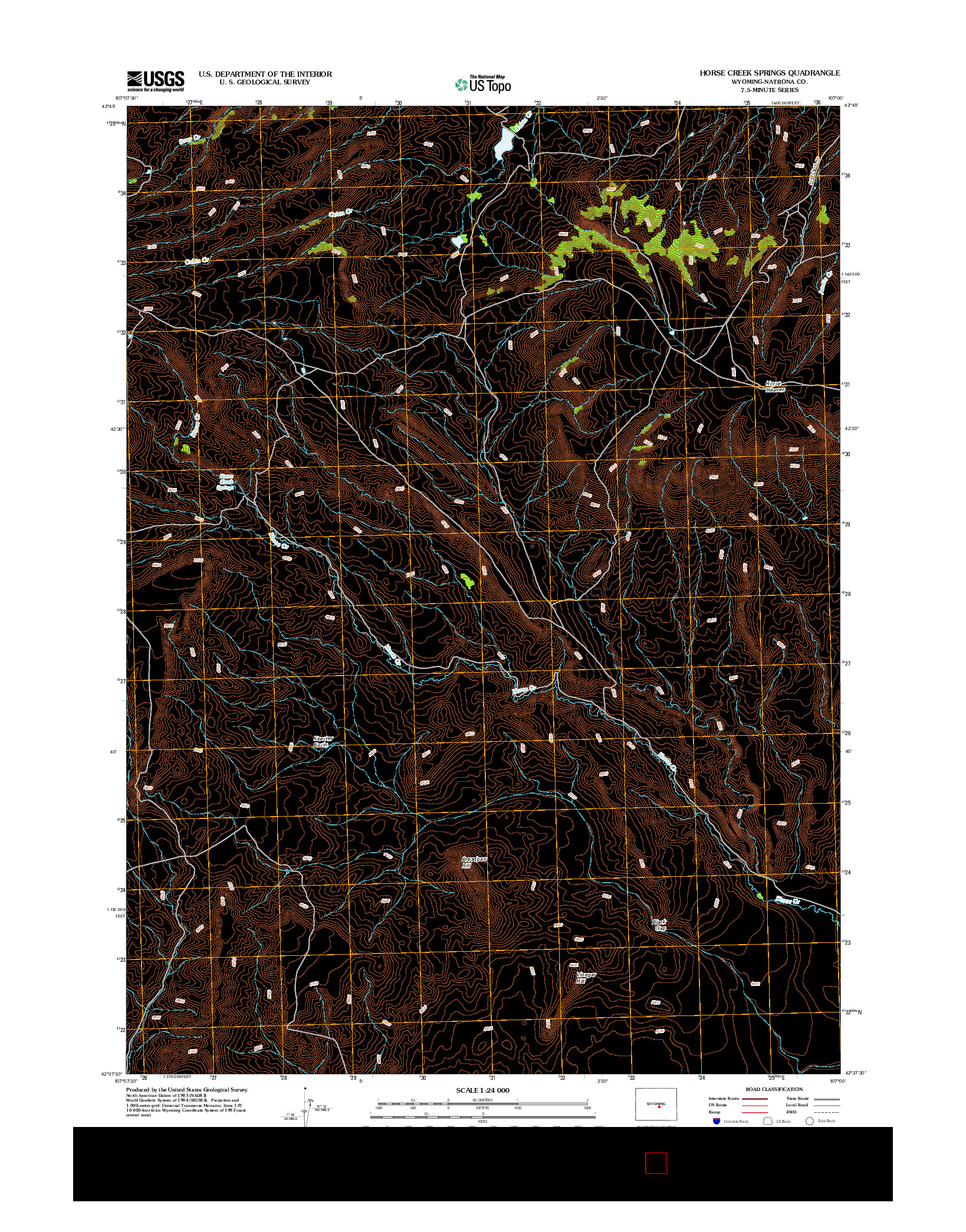 USGS US TOPO 7.5-MINUTE MAP FOR HORSE CREEK SPRINGS, WY 2012