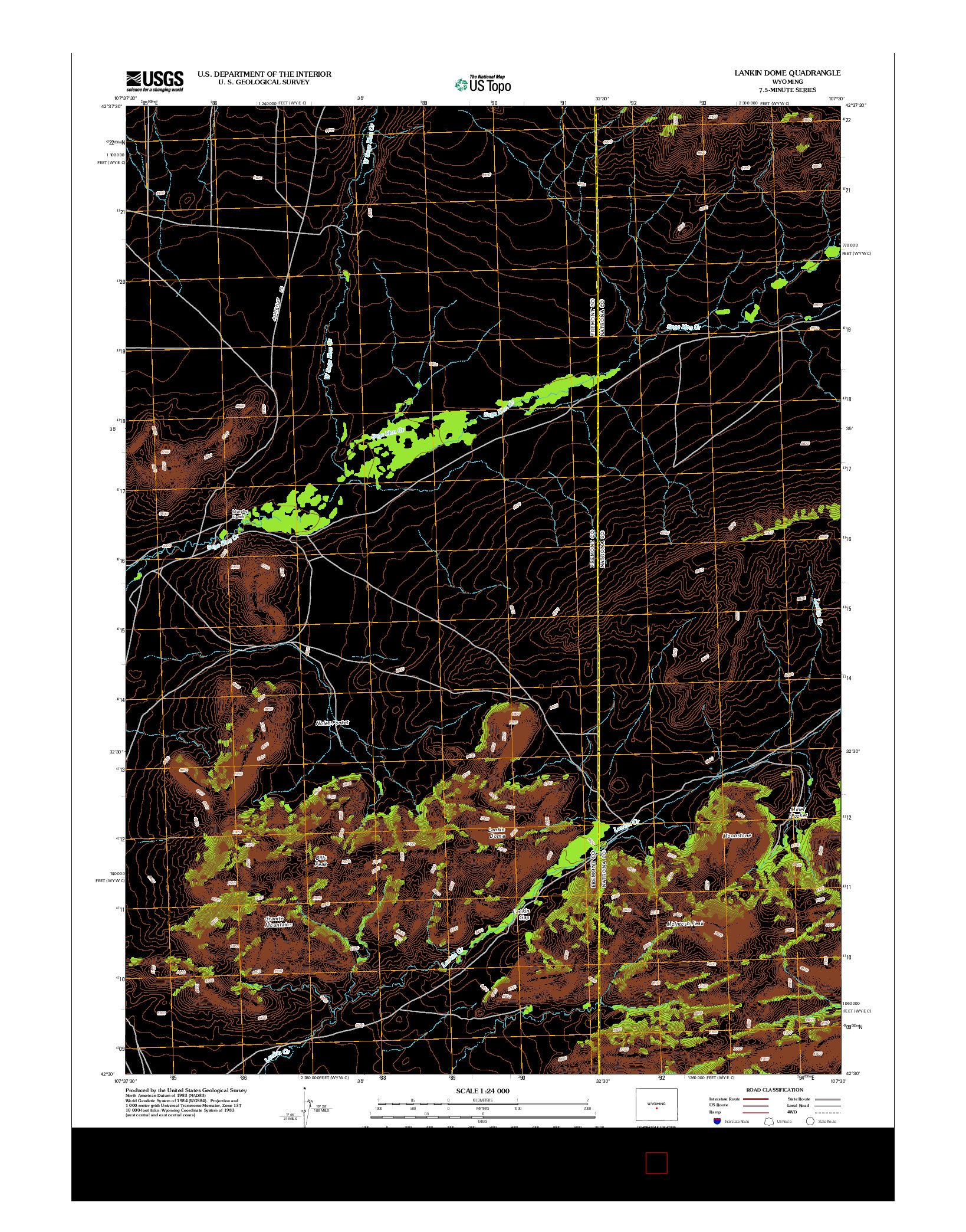 USGS US TOPO 7.5-MINUTE MAP FOR LANKIN DOME, WY 2012