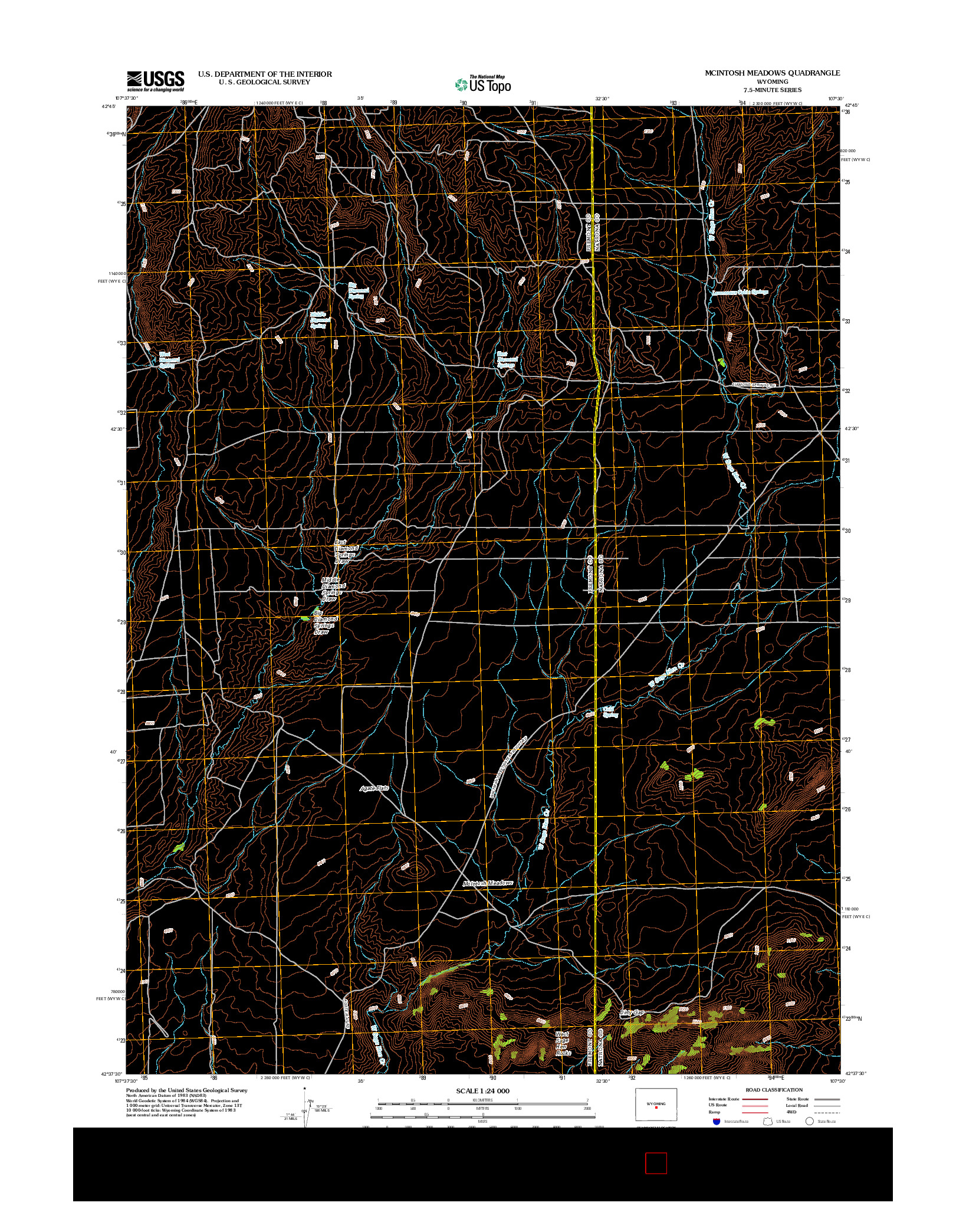 USGS US TOPO 7.5-MINUTE MAP FOR MCINTOSH MEADOWS, WY 2012