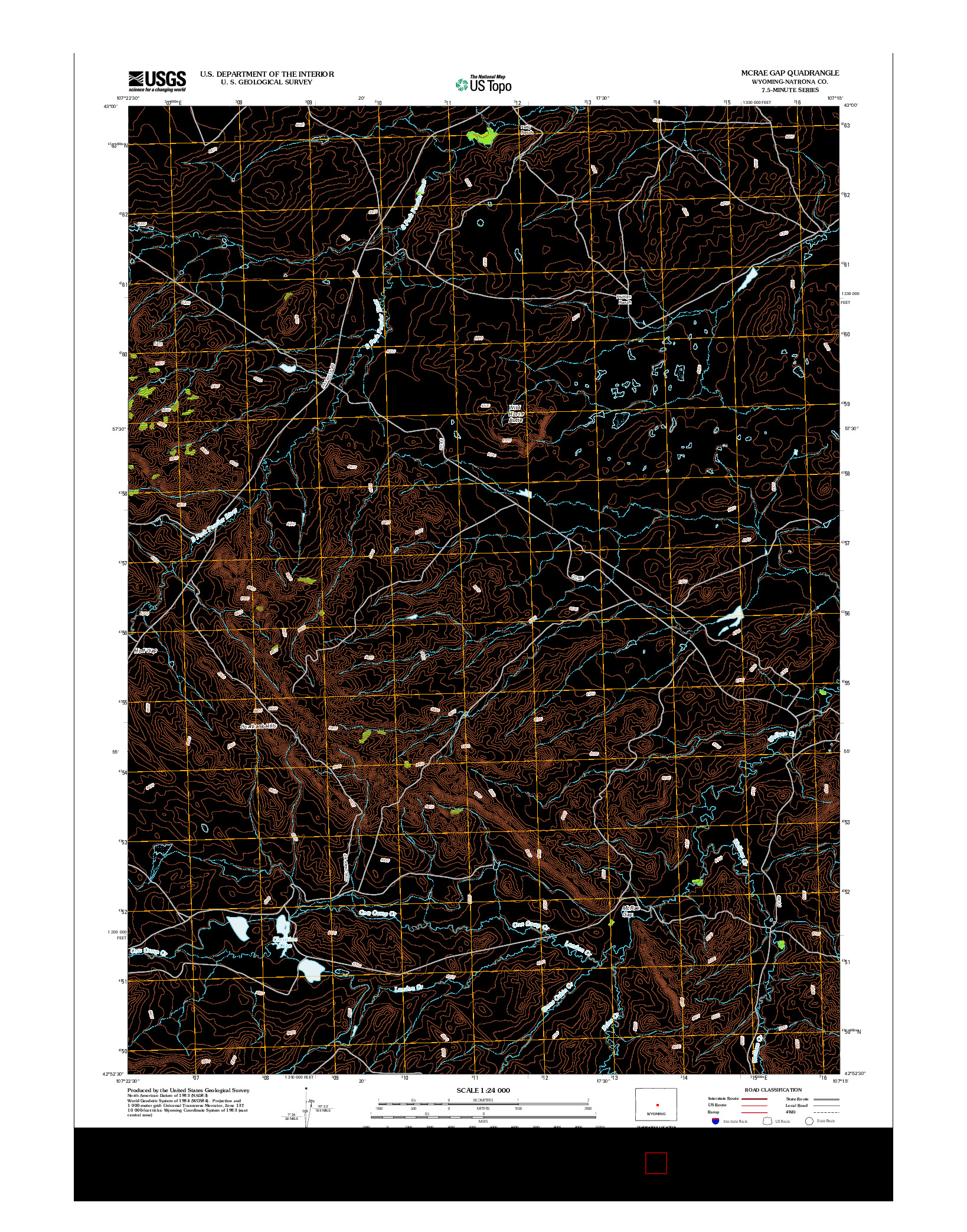 USGS US TOPO 7.5-MINUTE MAP FOR MCRAE GAP, WY 2012