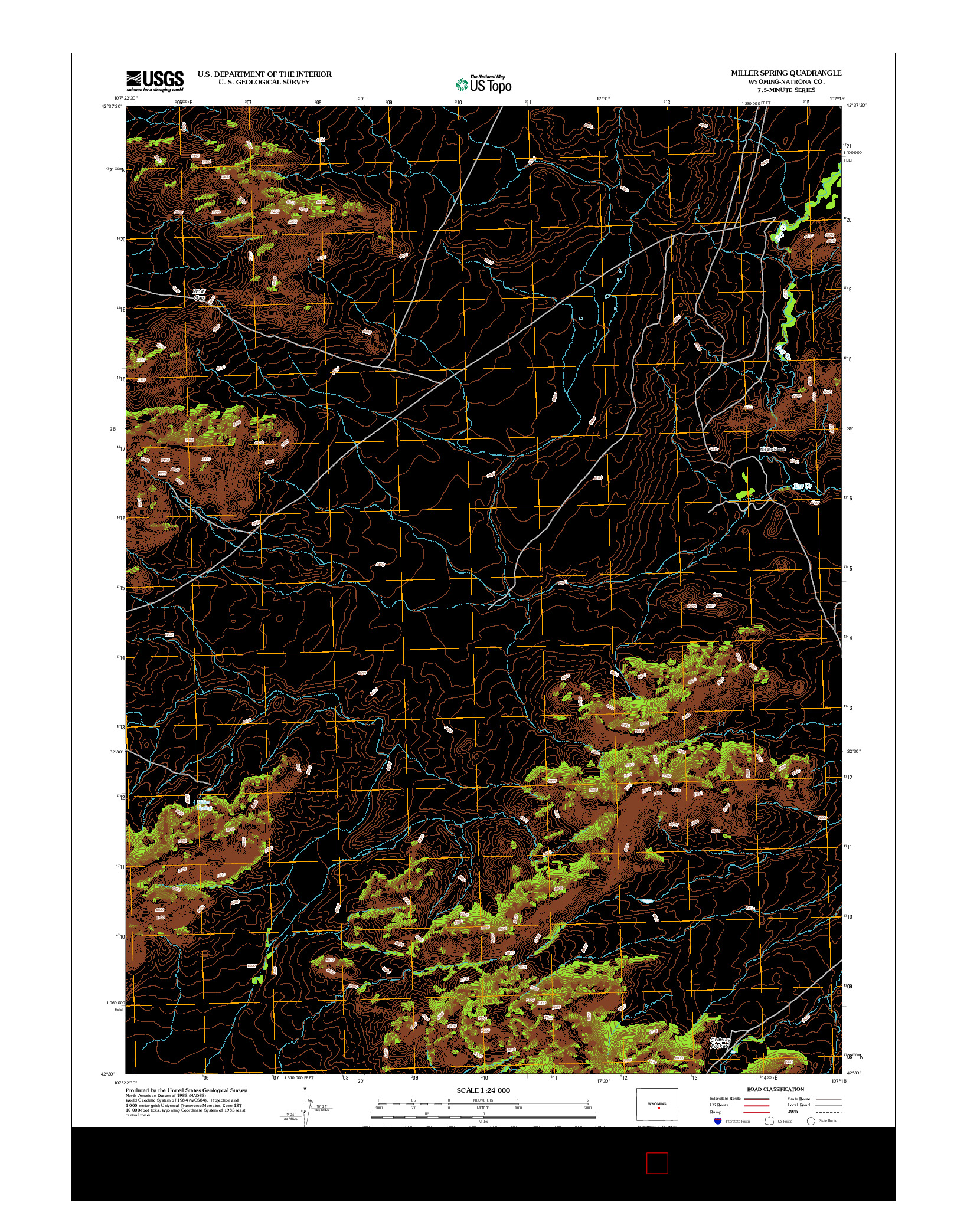 USGS US TOPO 7.5-MINUTE MAP FOR MILLER SPRING, WY 2012