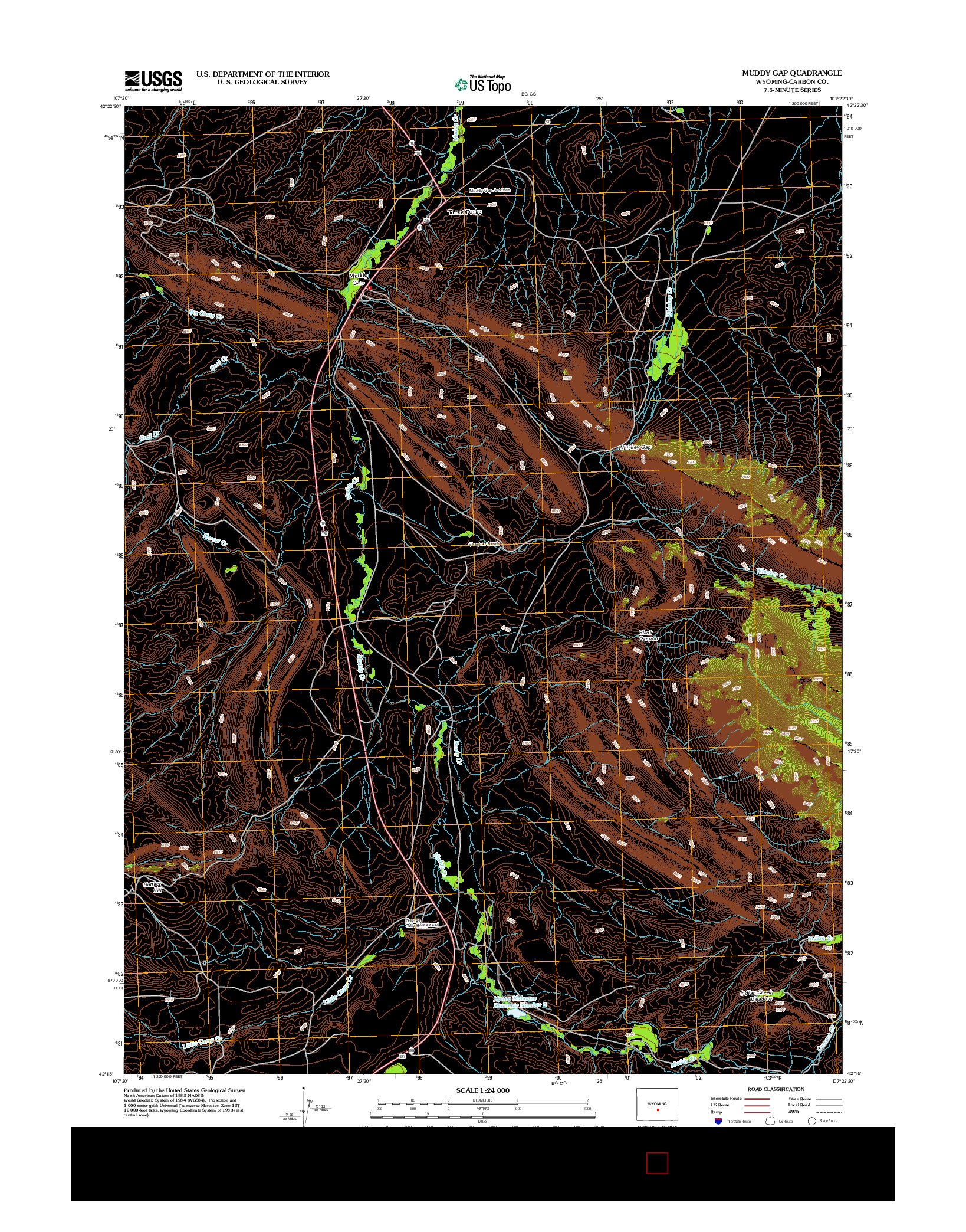 USGS US TOPO 7.5-MINUTE MAP FOR MUDDY GAP, WY 2012