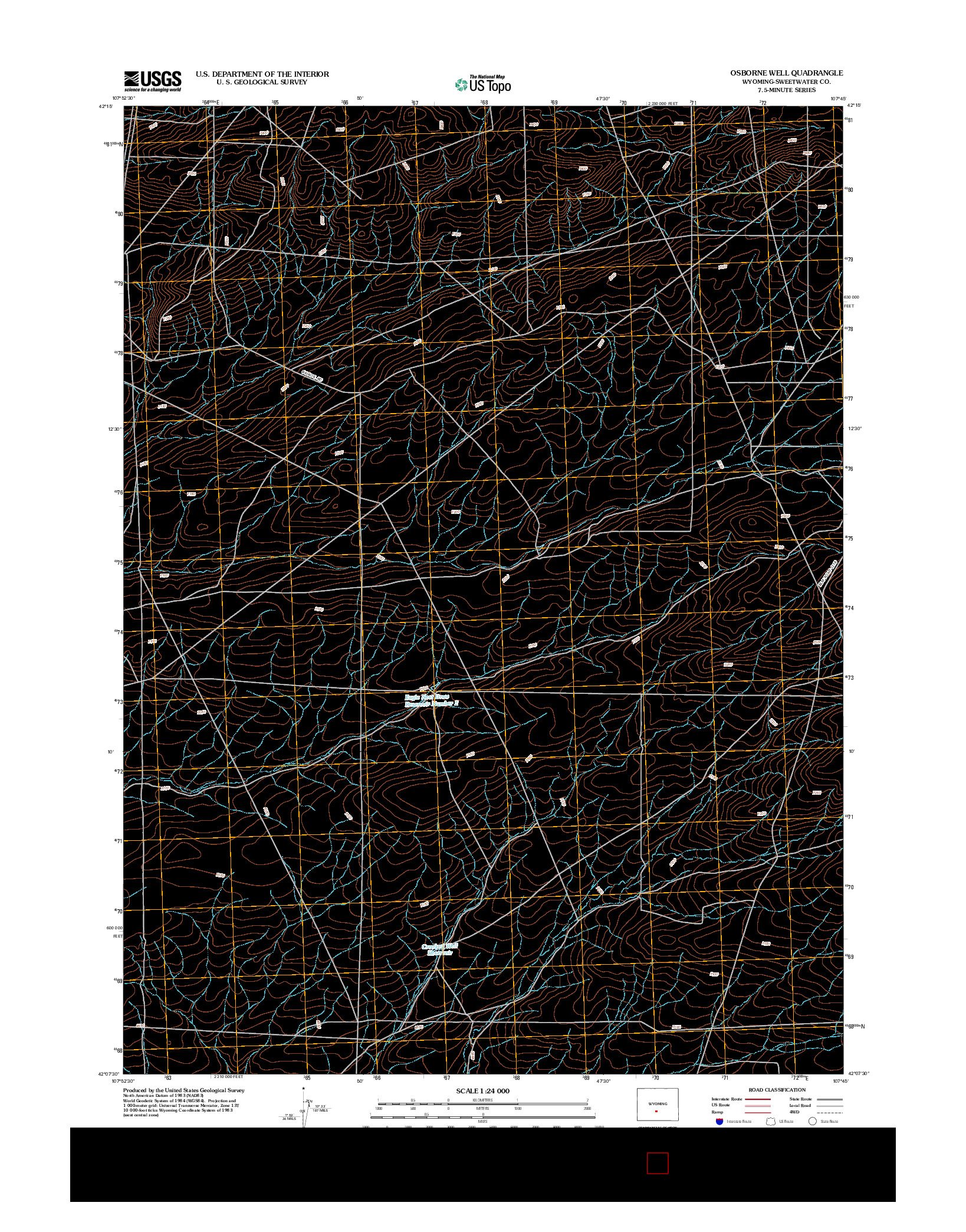 USGS US TOPO 7.5-MINUTE MAP FOR OSBORNE WELL, WY 2012