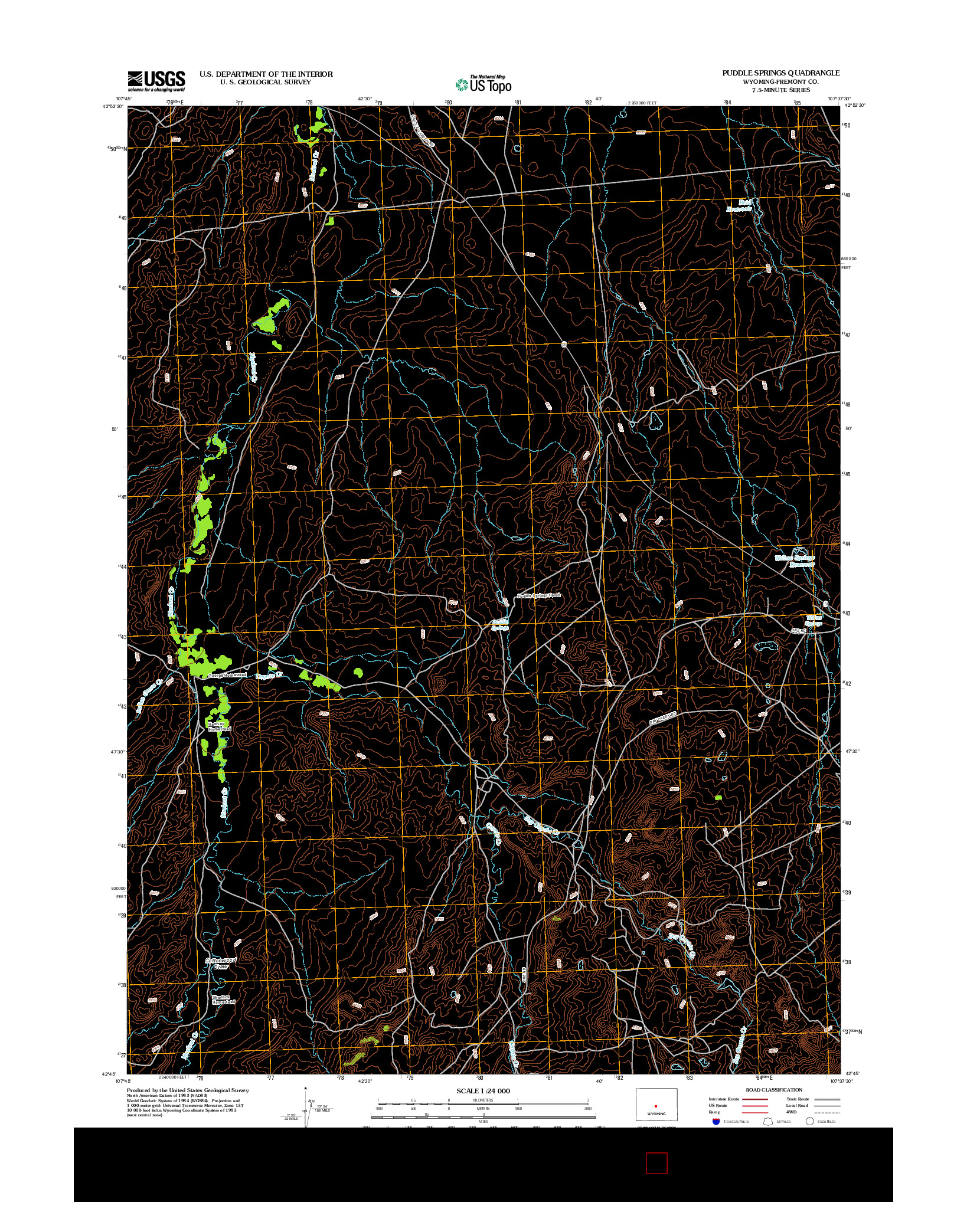 USGS US TOPO 7.5-MINUTE MAP FOR PUDDLE SPRINGS, WY 2012