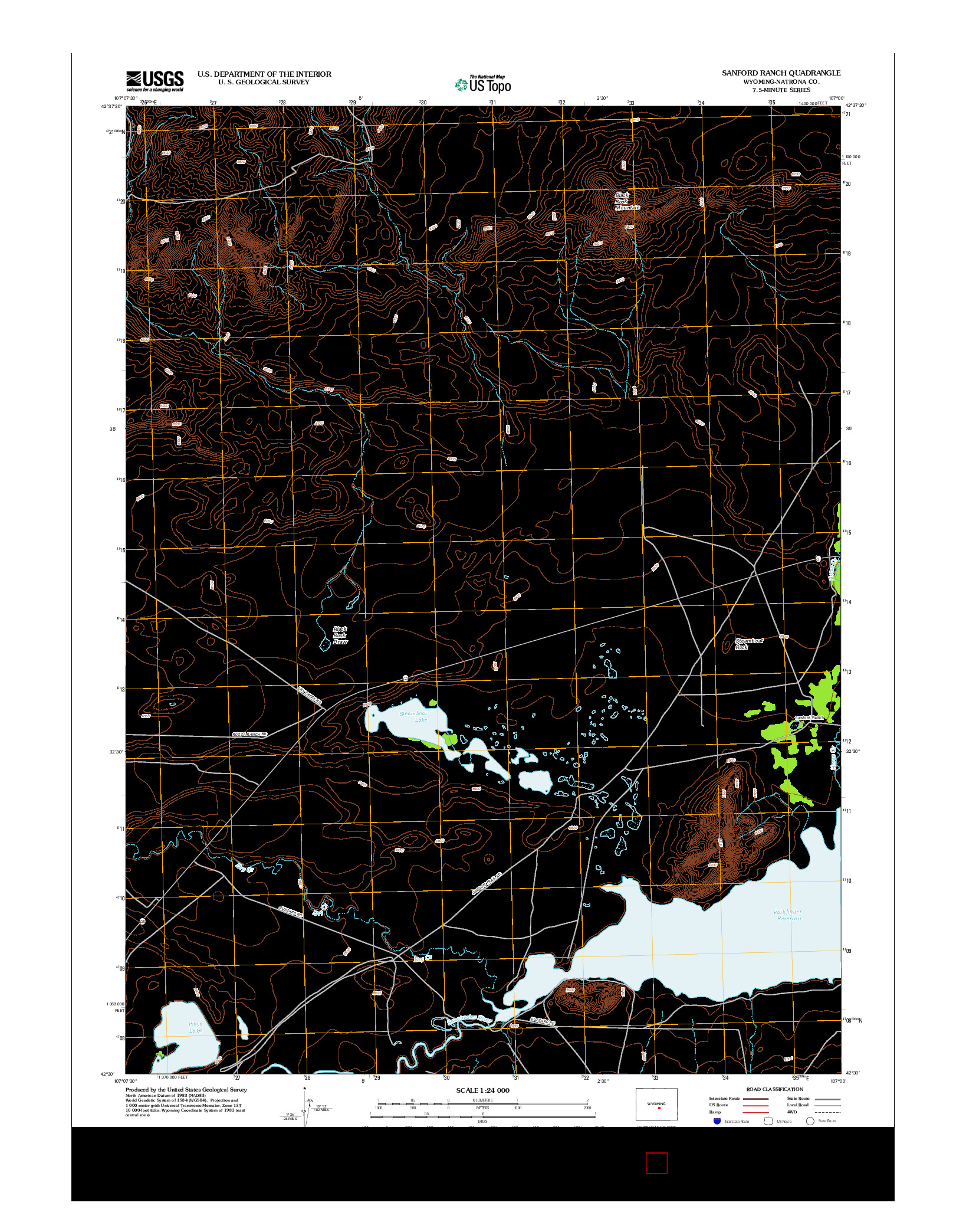 USGS US TOPO 7.5-MINUTE MAP FOR SANFORD RANCH, WY 2012