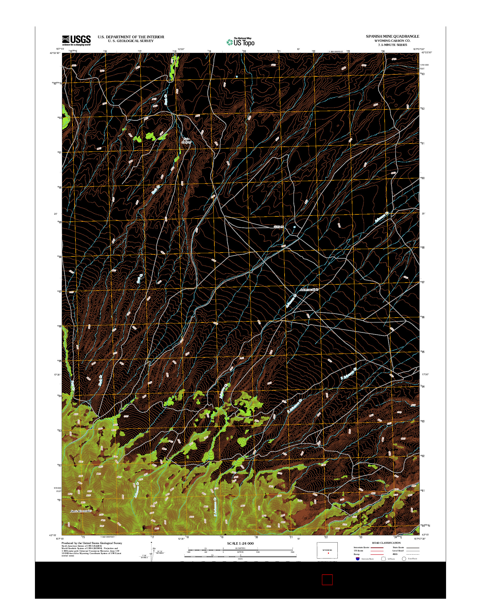 USGS US TOPO 7.5-MINUTE MAP FOR SPANISH MINE, WY 2012