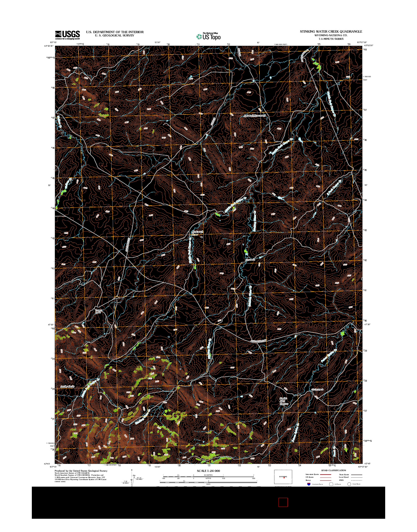 USGS US TOPO 7.5-MINUTE MAP FOR STINKING WATER CREEK, WY 2012