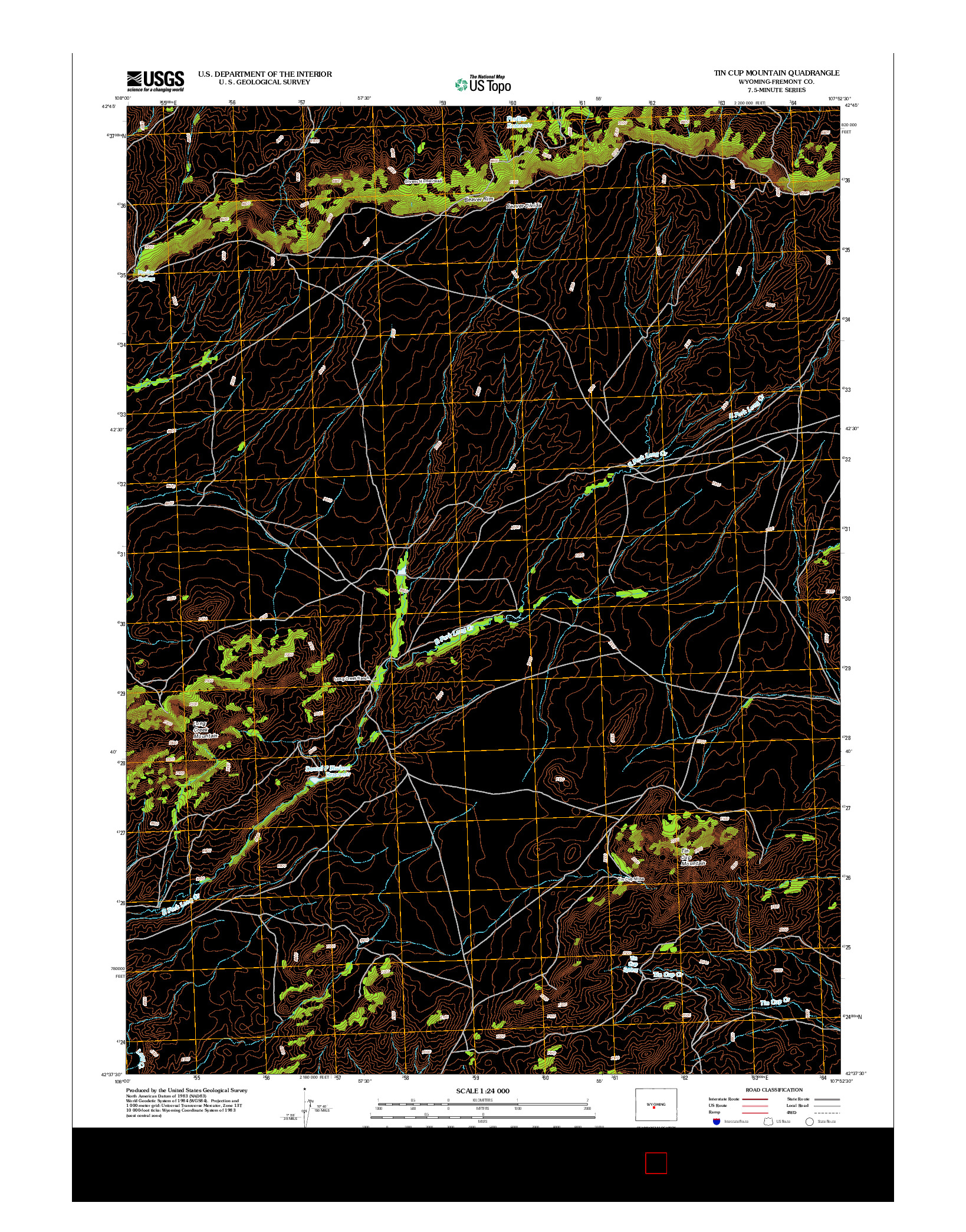 USGS US TOPO 7.5-MINUTE MAP FOR TIN CUP MOUNTAIN, WY 2012