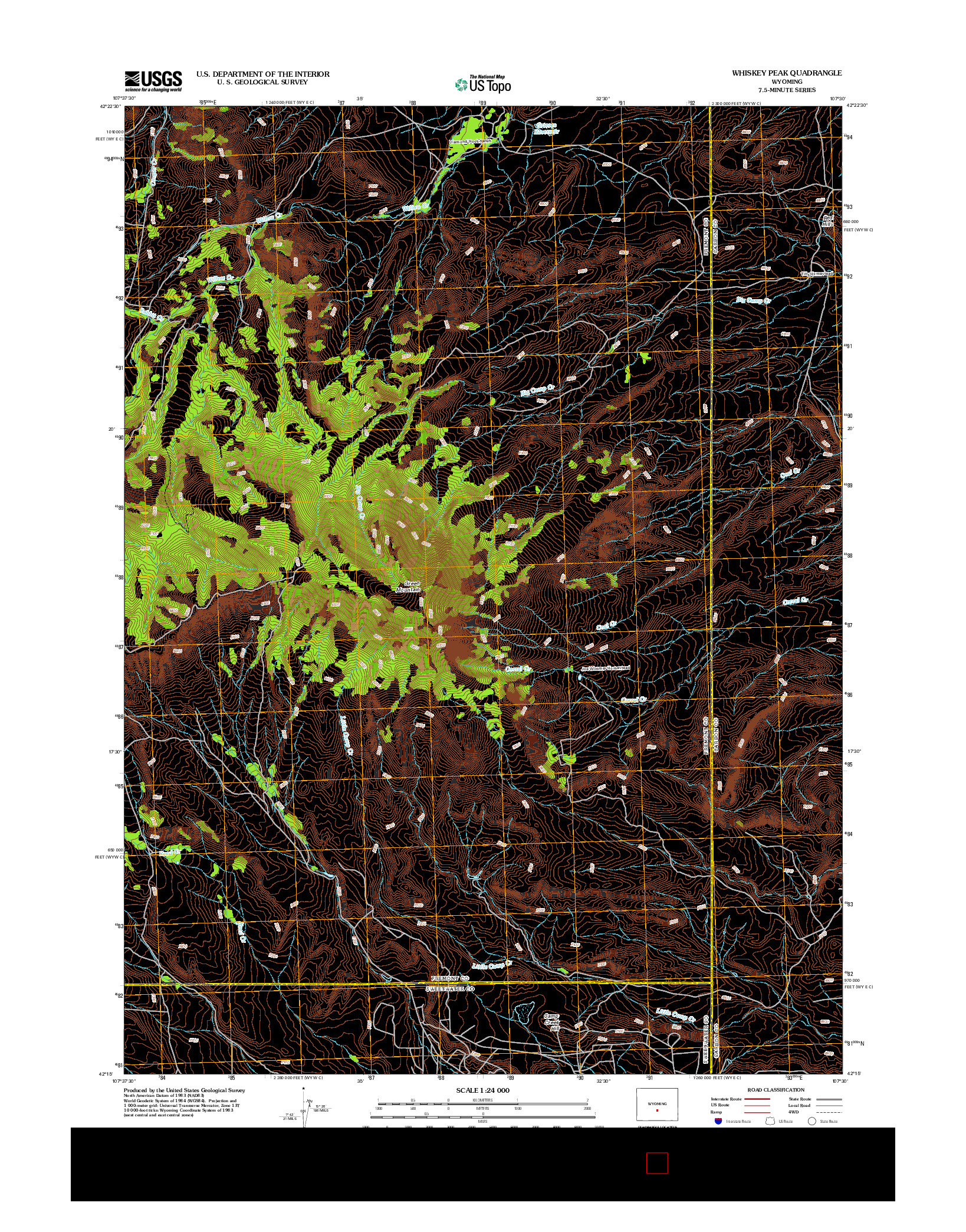 USGS US TOPO 7.5-MINUTE MAP FOR WHISKEY PEAK, WY 2012