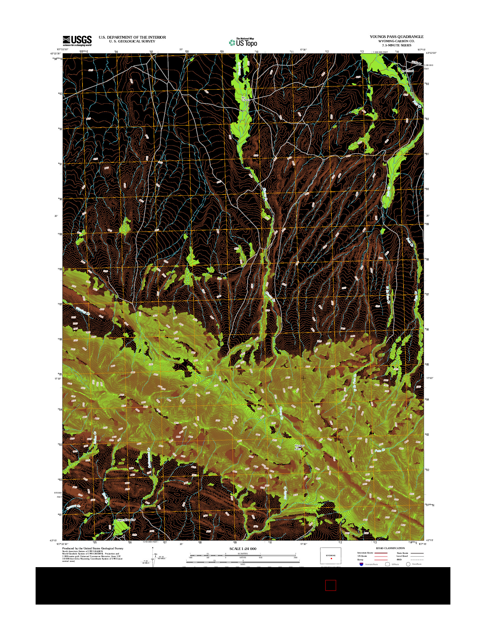 USGS US TOPO 7.5-MINUTE MAP FOR YOUNGS PASS, WY 2012