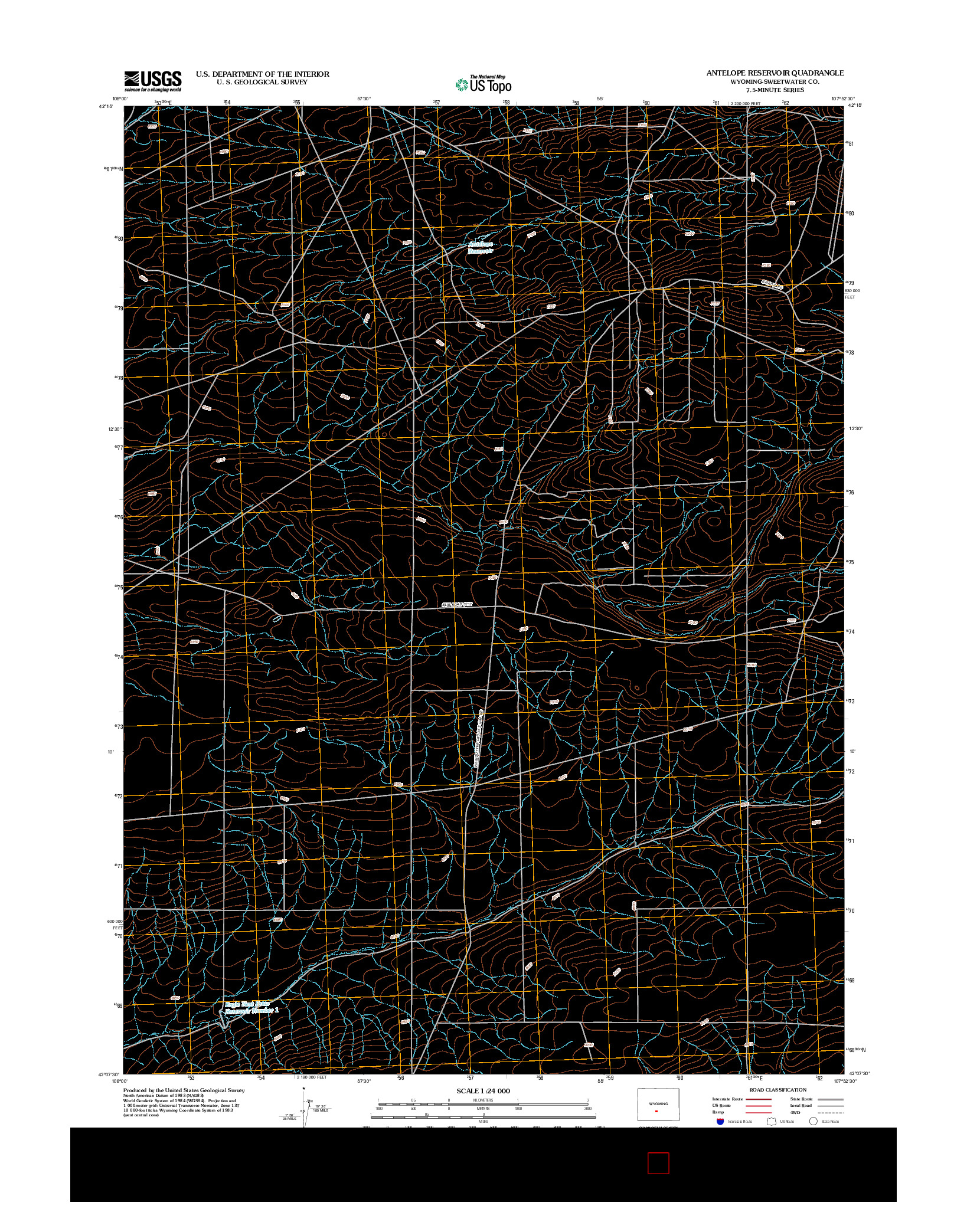 USGS US TOPO 7.5-MINUTE MAP FOR ANTELOPE RESERVOIR, WY 2012