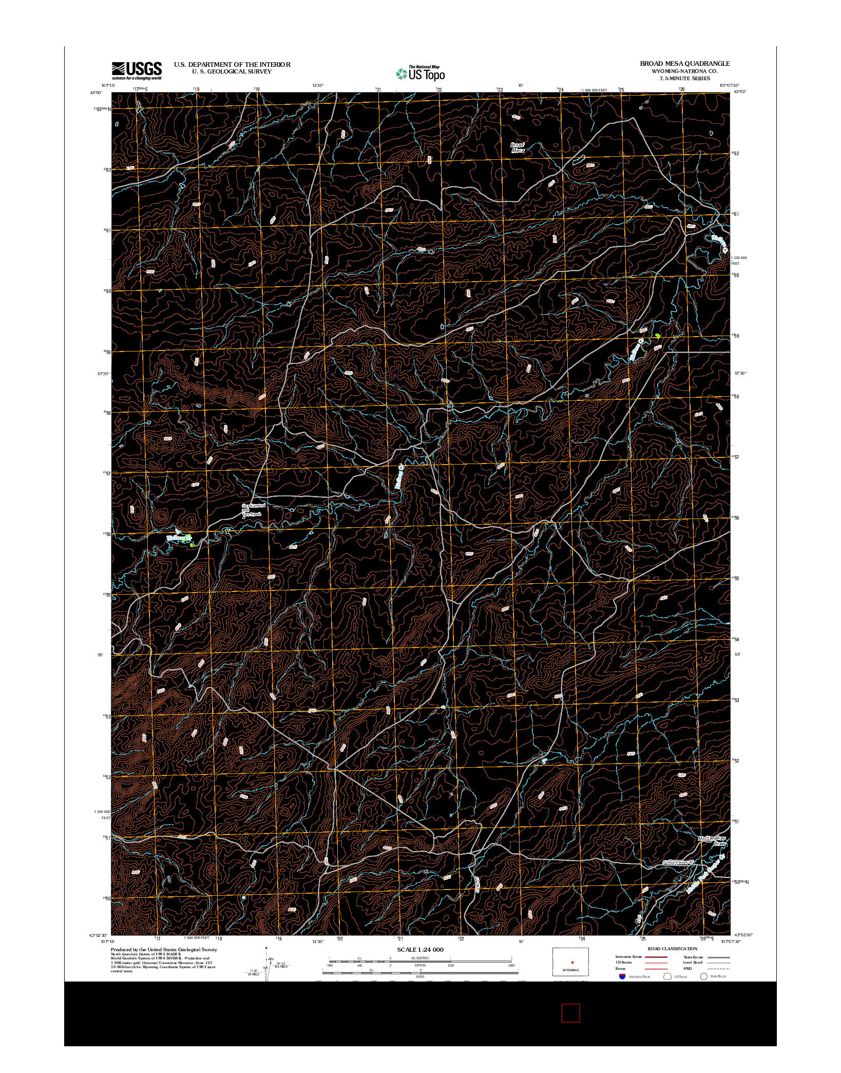 USGS US TOPO 7.5-MINUTE MAP FOR BROAD MESA, WY 2012