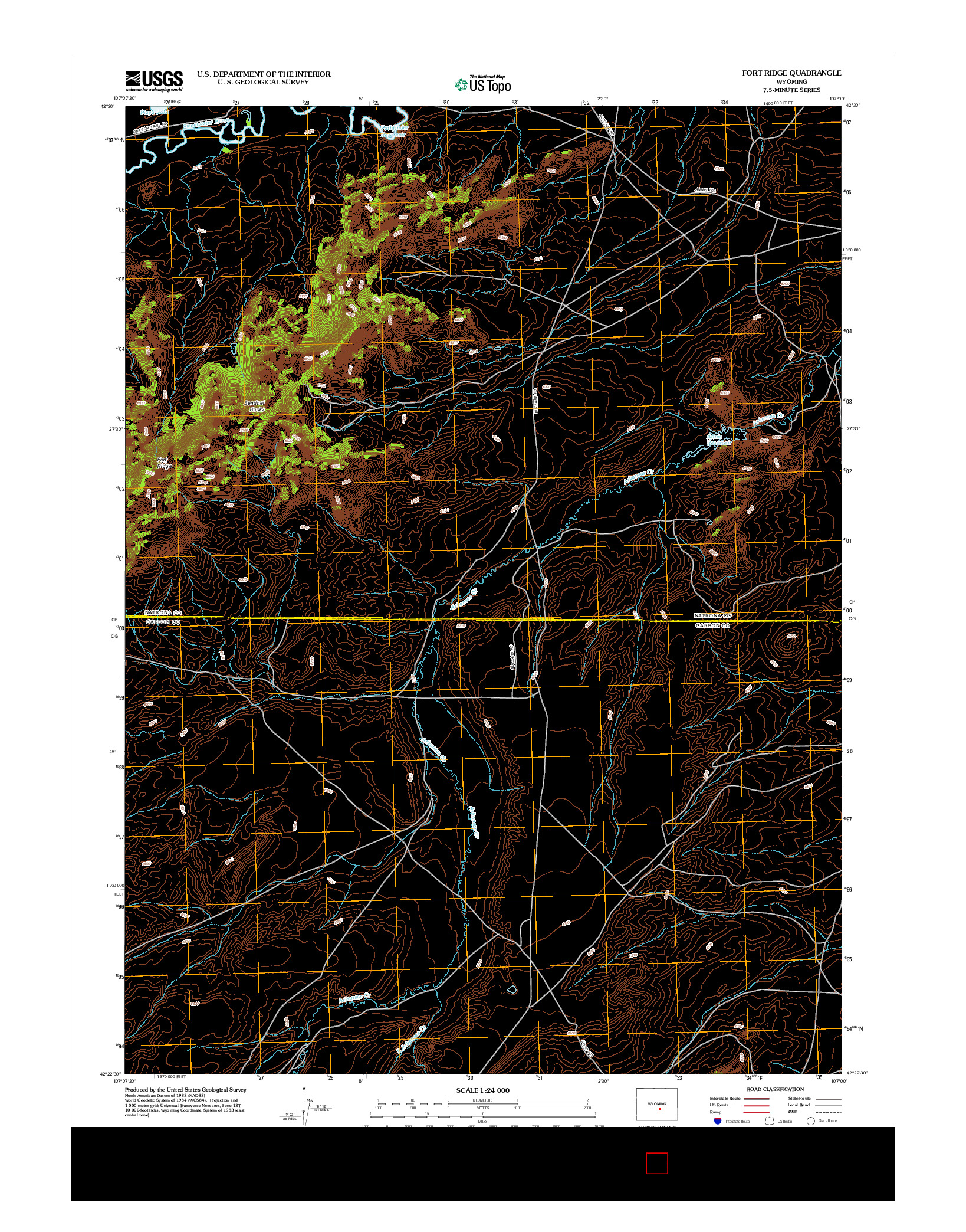 USGS US TOPO 7.5-MINUTE MAP FOR FORT RIDGE, WY 2012