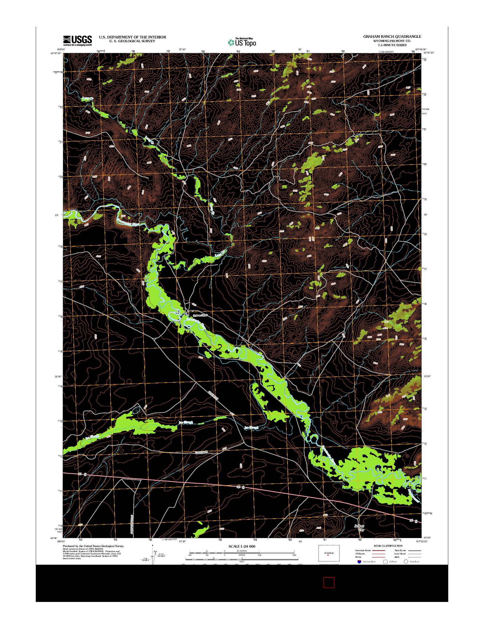 USGS US TOPO 7.5-MINUTE MAP FOR GRAHAM RANCH, WY 2012