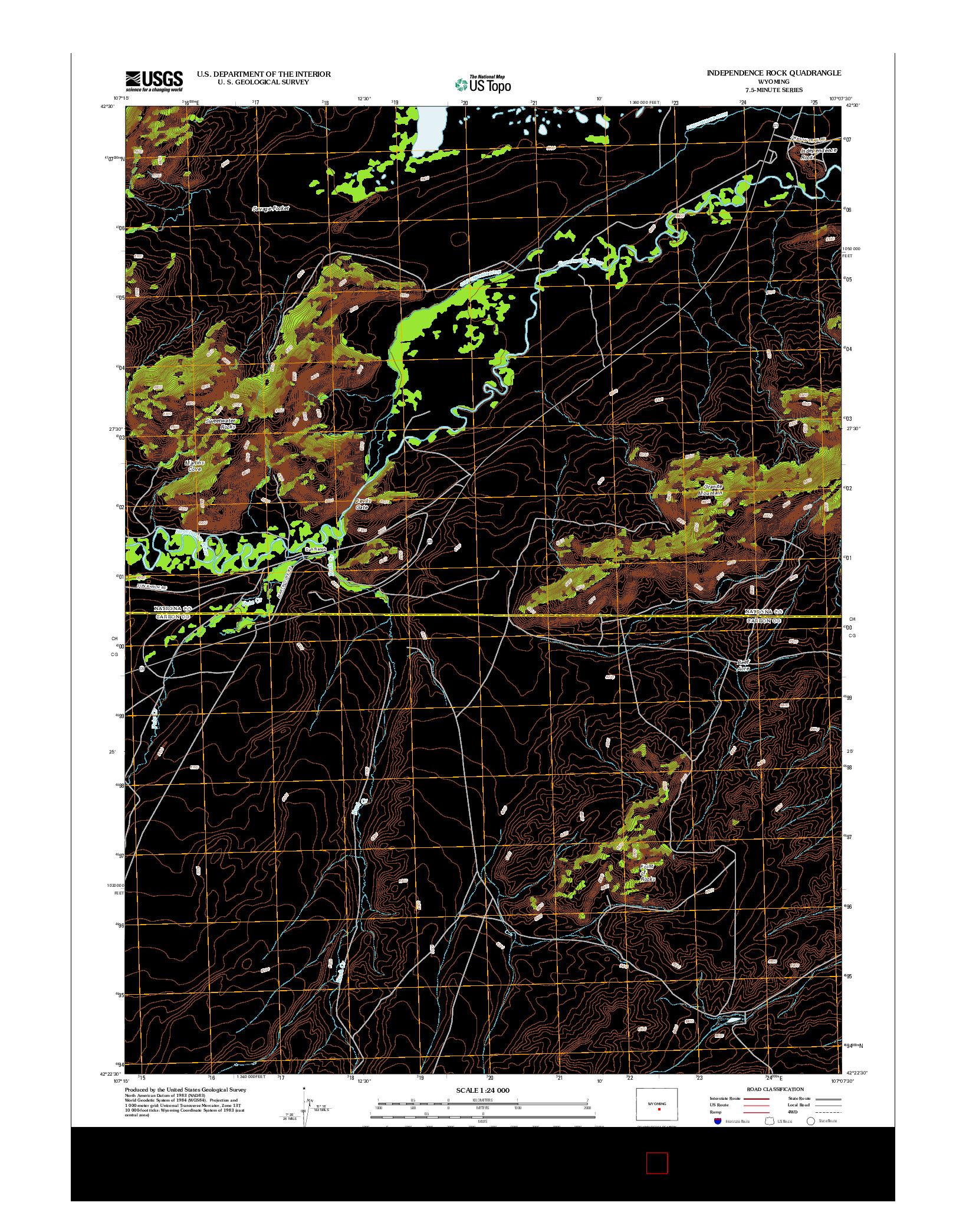 USGS US TOPO 7.5-MINUTE MAP FOR INDEPENDENCE ROCK, WY 2012