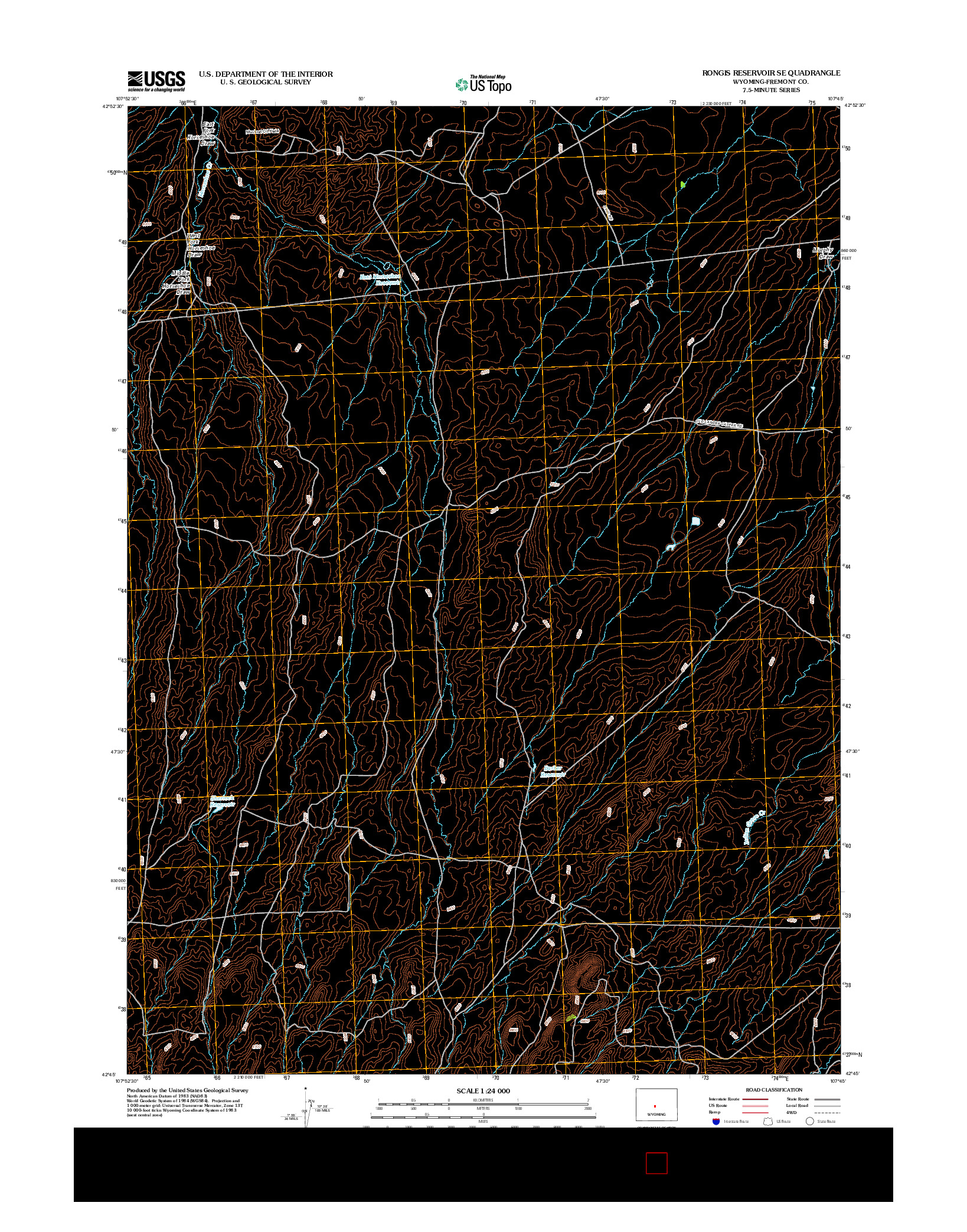 USGS US TOPO 7.5-MINUTE MAP FOR RONGIS RESERVOIR SE, WY 2012