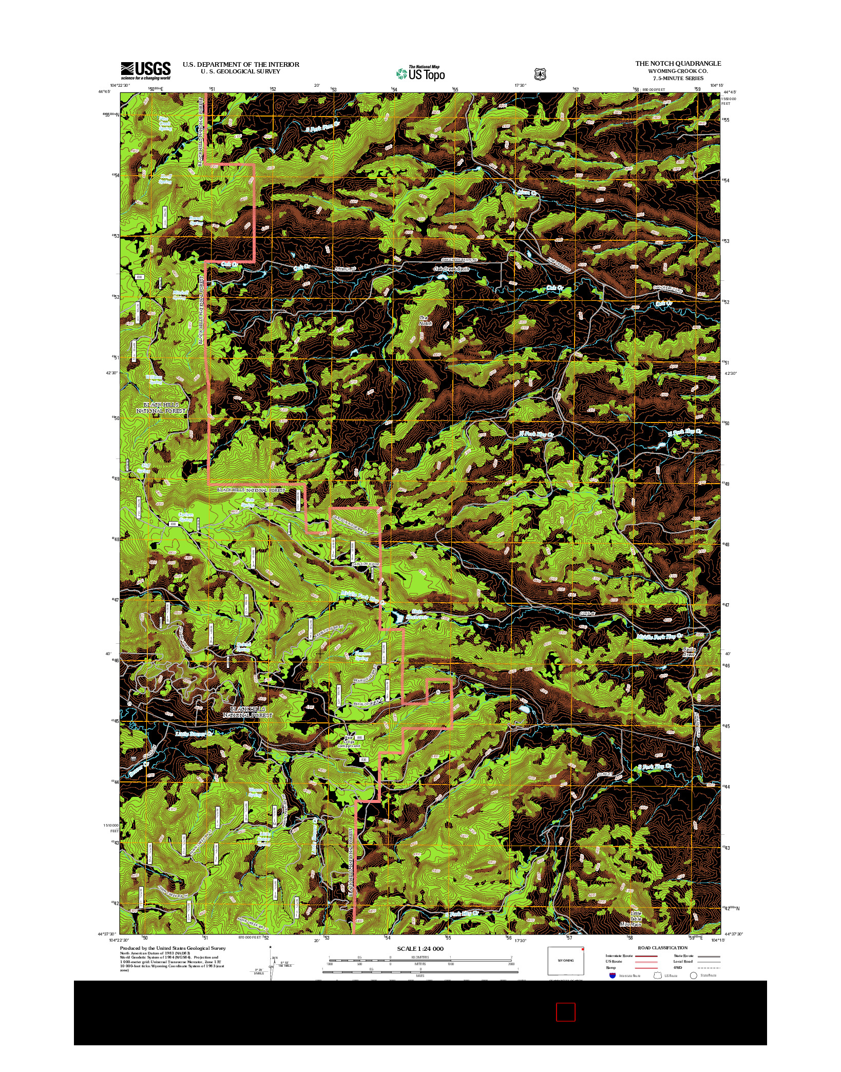 USGS US TOPO 7.5-MINUTE MAP FOR THE NOTCH, WY 2012
