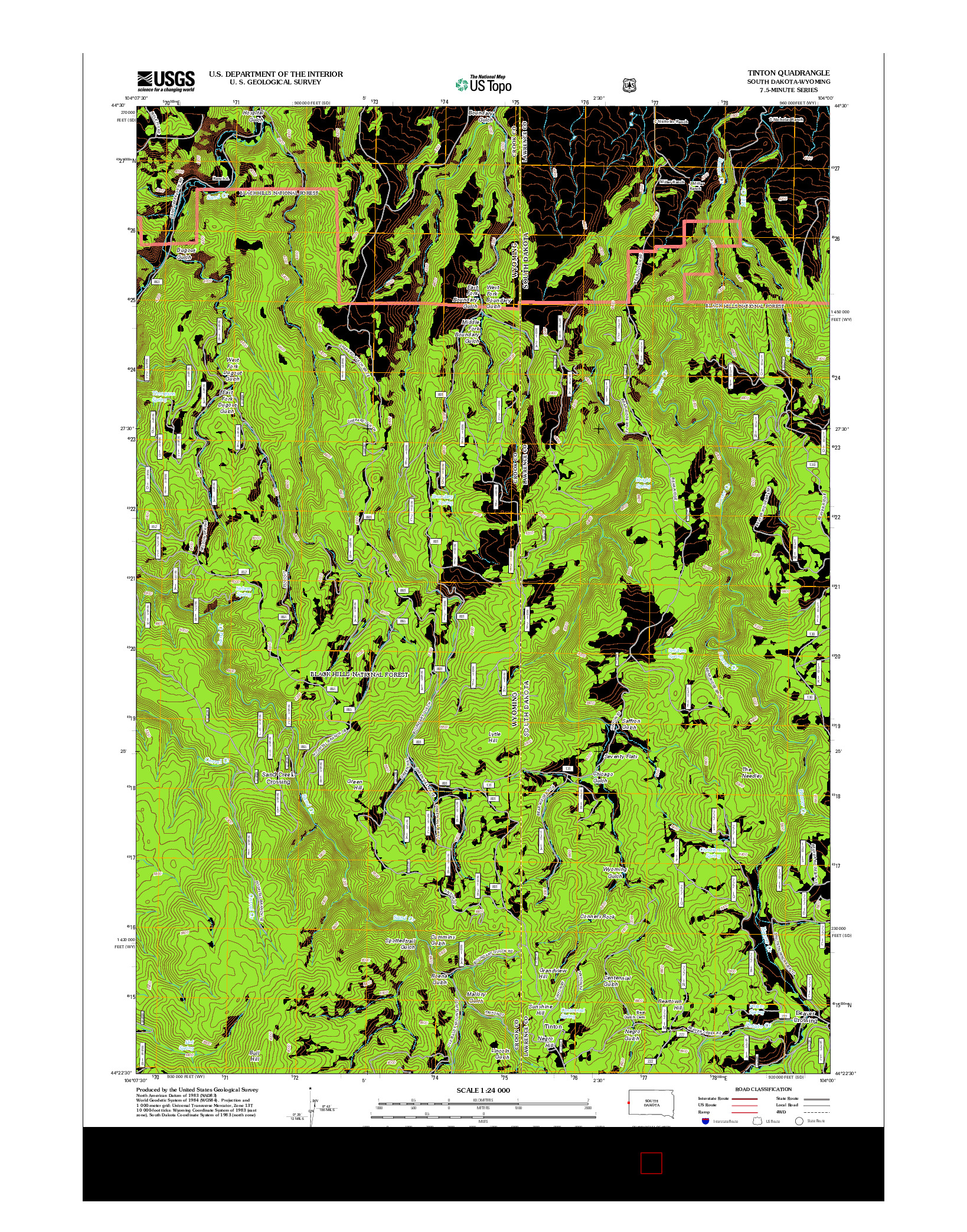 USGS US TOPO 7.5-MINUTE MAP FOR TINTON, SD-WY 2012