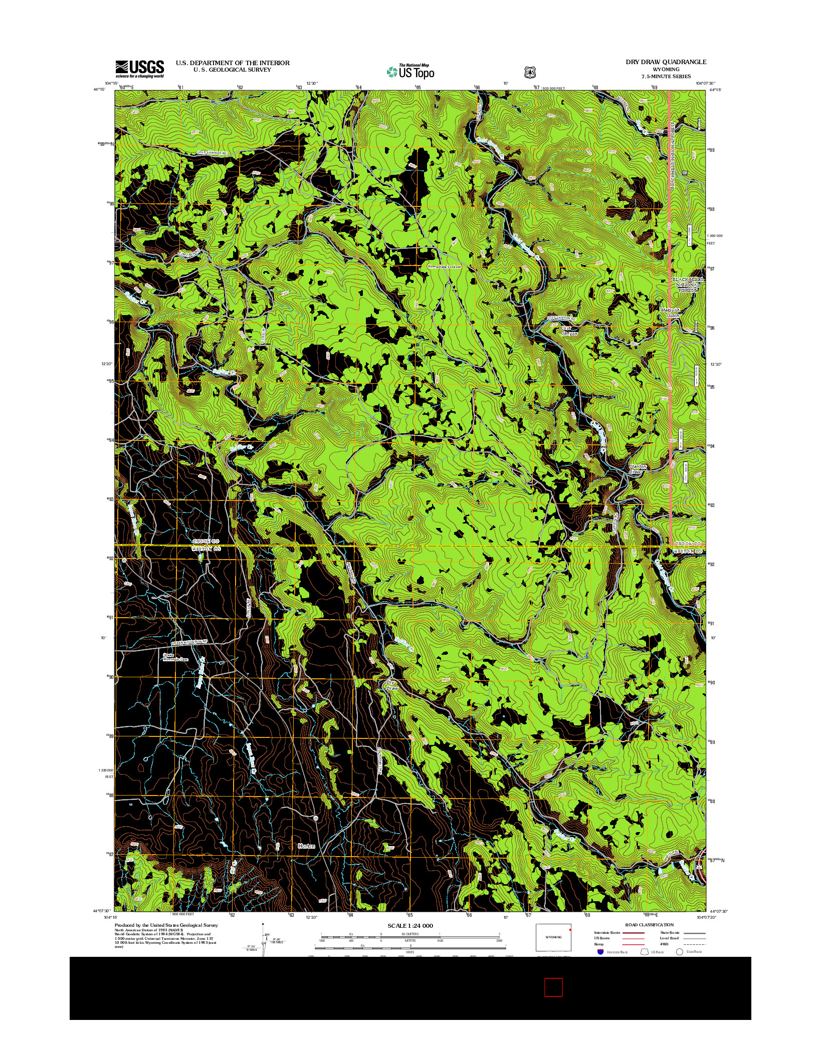 USGS US TOPO 7.5-MINUTE MAP FOR DRY DRAW, WY 2012
